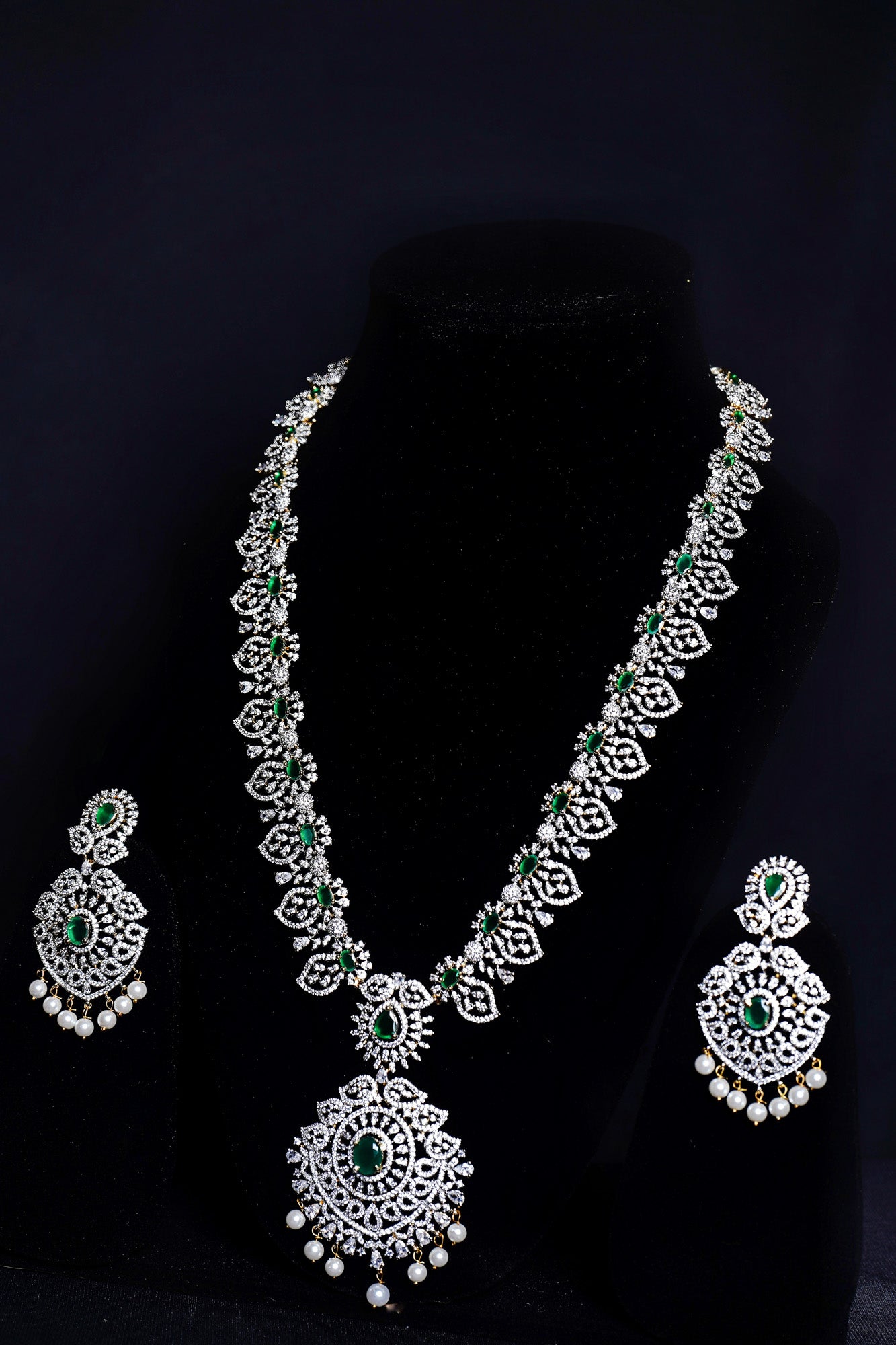 Dia Floral Long Designer Necklace set - Chaandi Rivaaz