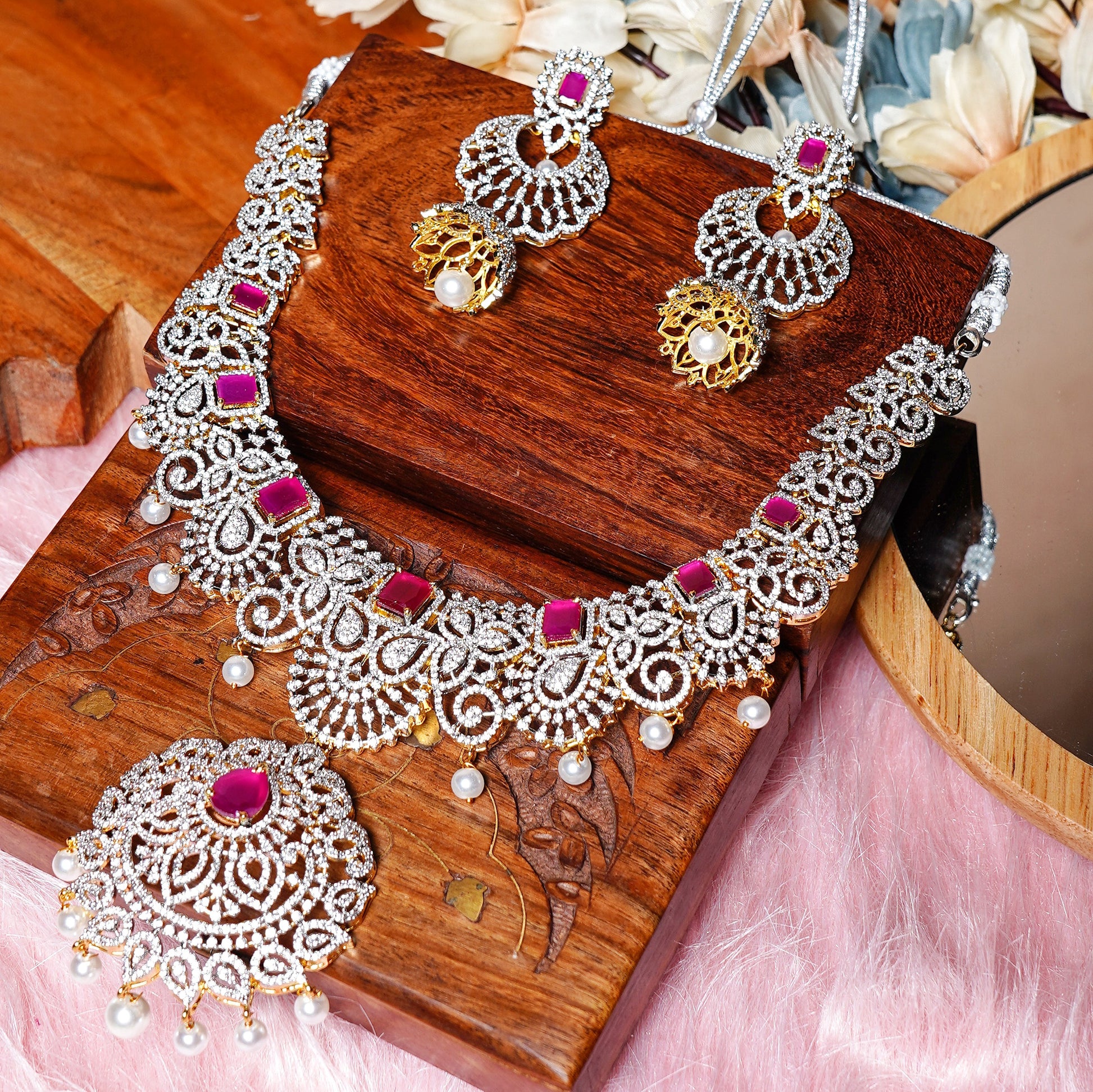 Diana Floral Designer Necklace set - Chaandi Rivaaz