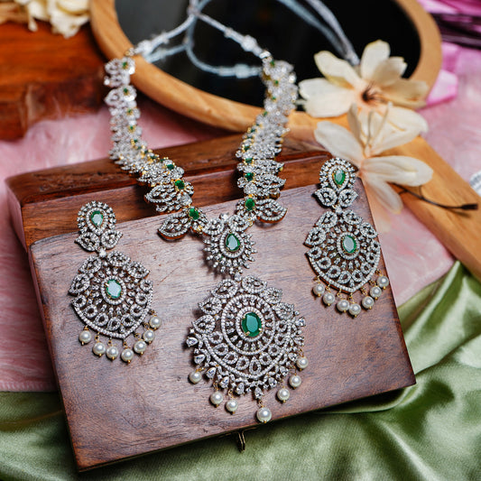 Dia Floral Long Designer Necklace set - Chaandi Rivaaz