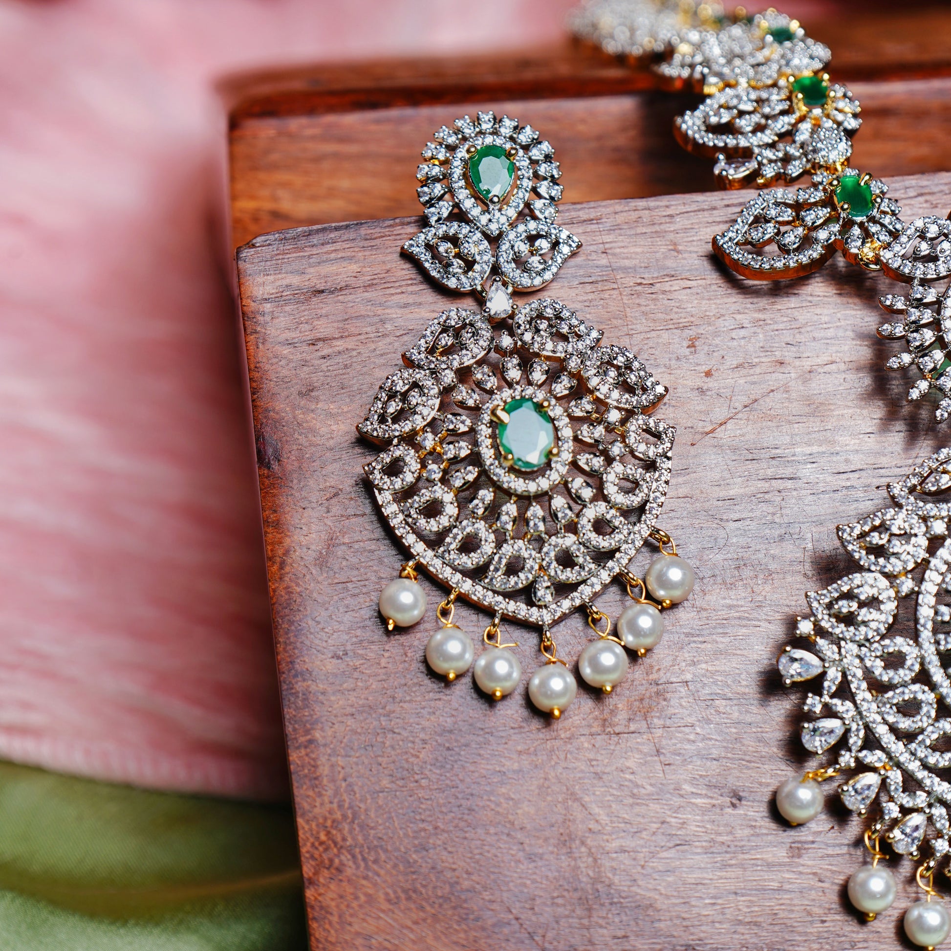 Dia Floral Long Designer Necklace set - Chaandi Rivaaz