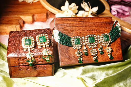 Alina Polki Designer Choker Set - Chaandi Rivaaz