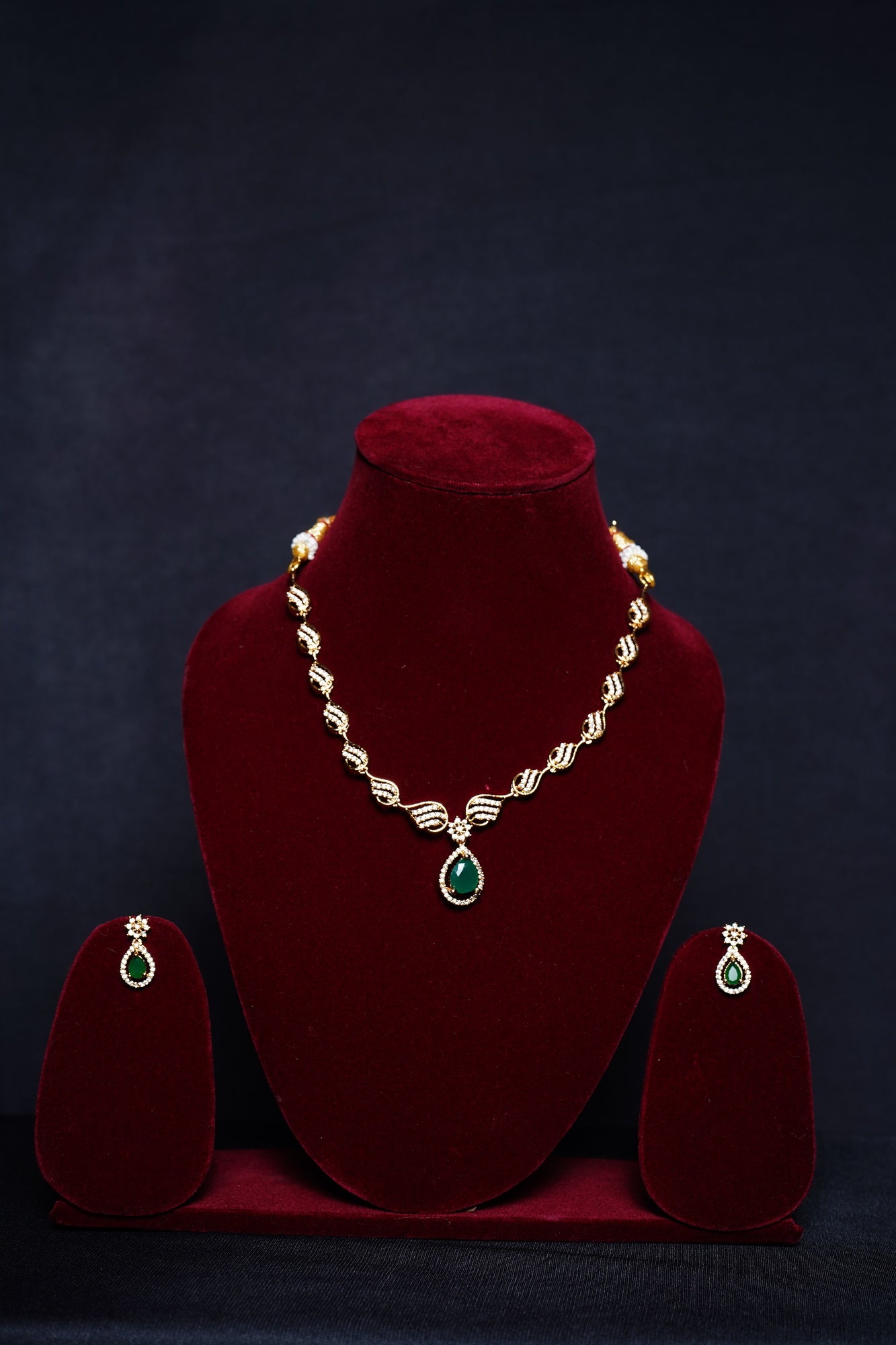Beautiful CZ Necklace set - Chaandi Rivaaz
