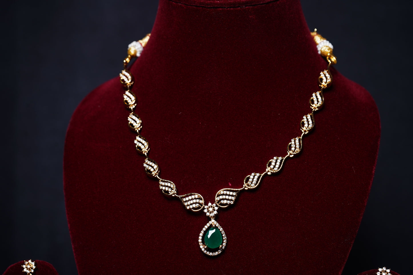 Beautiful CZ Necklace set - Chaandi Rivaaz