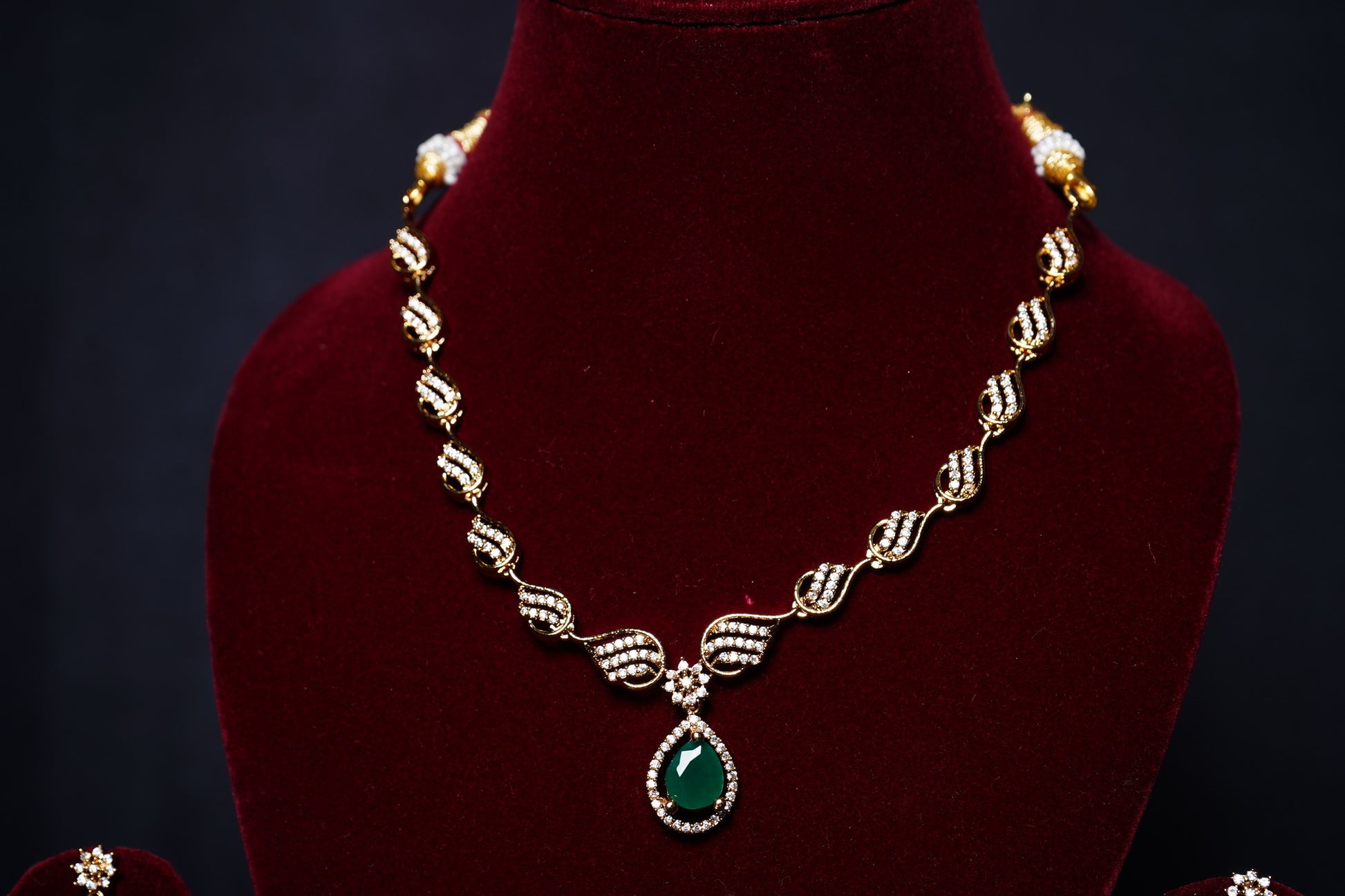 Beautiful CZ Necklace set - Chaandi Rivaaz
