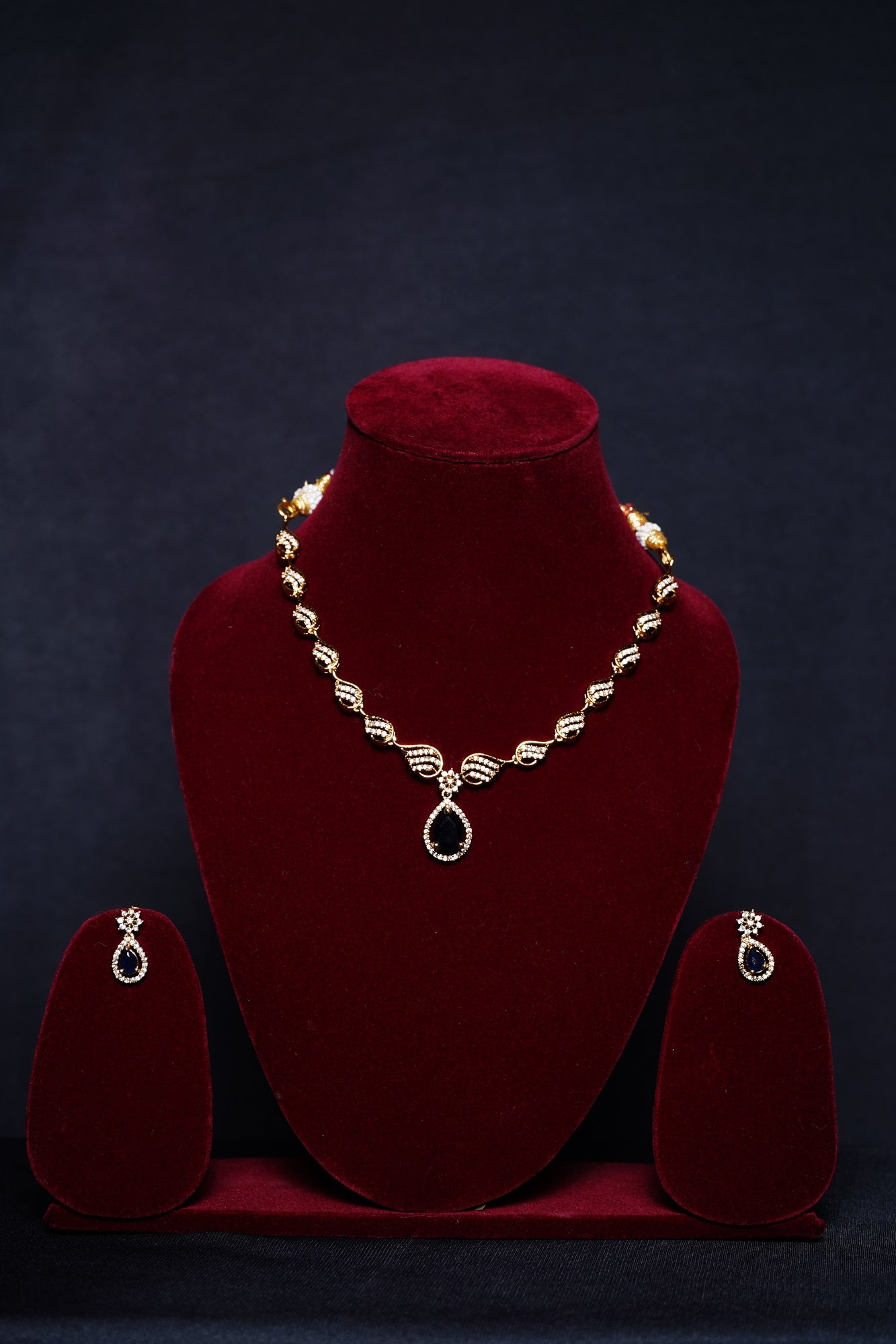 Beautiful CZ Necklace set - Chaandi Rivaaz