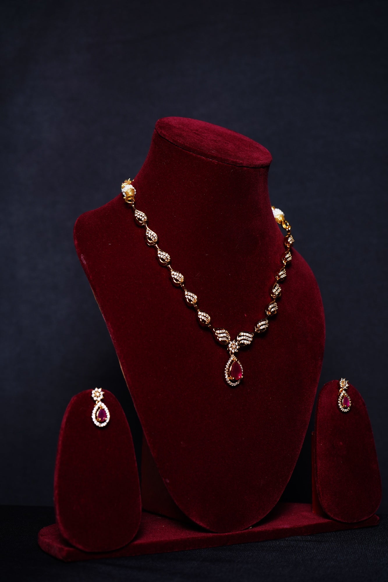Beautiful CZ Necklace set - Chaandi Rivaaz
