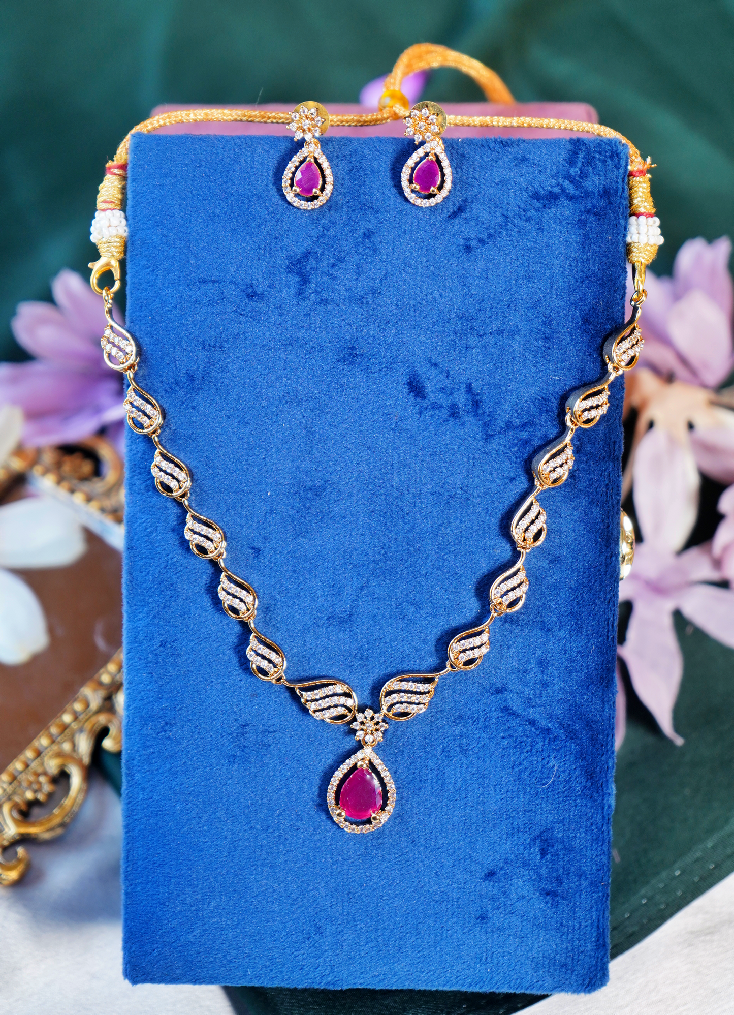 Beautiful CZ Necklace set - Chaandi Rivaaz