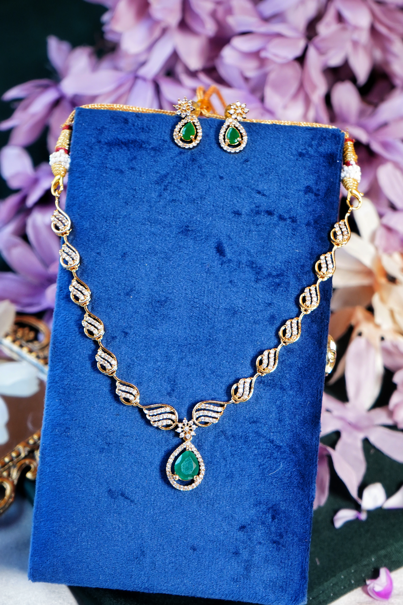Beautiful CZ Necklace set - Chaandi Rivaaz