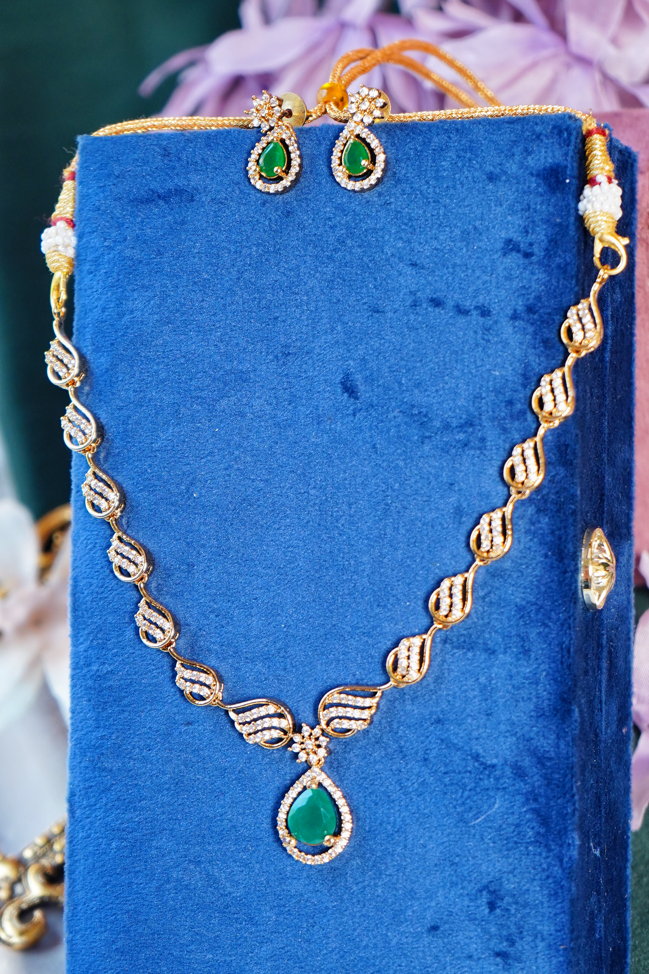 Beautiful CZ Necklace set - Chaandi Rivaaz