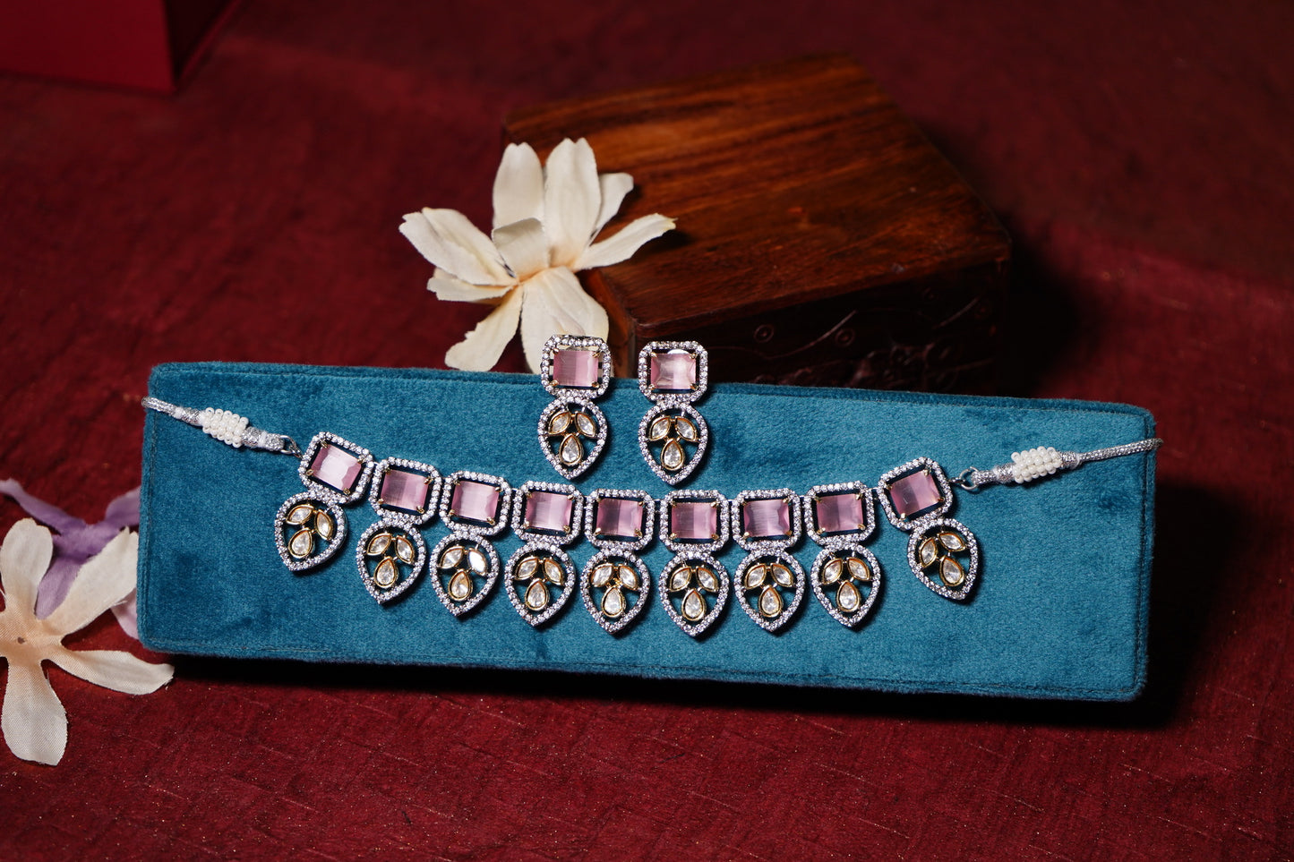 Beautiful Leaf Kundan Designer Set - Chaandi Rivaaz