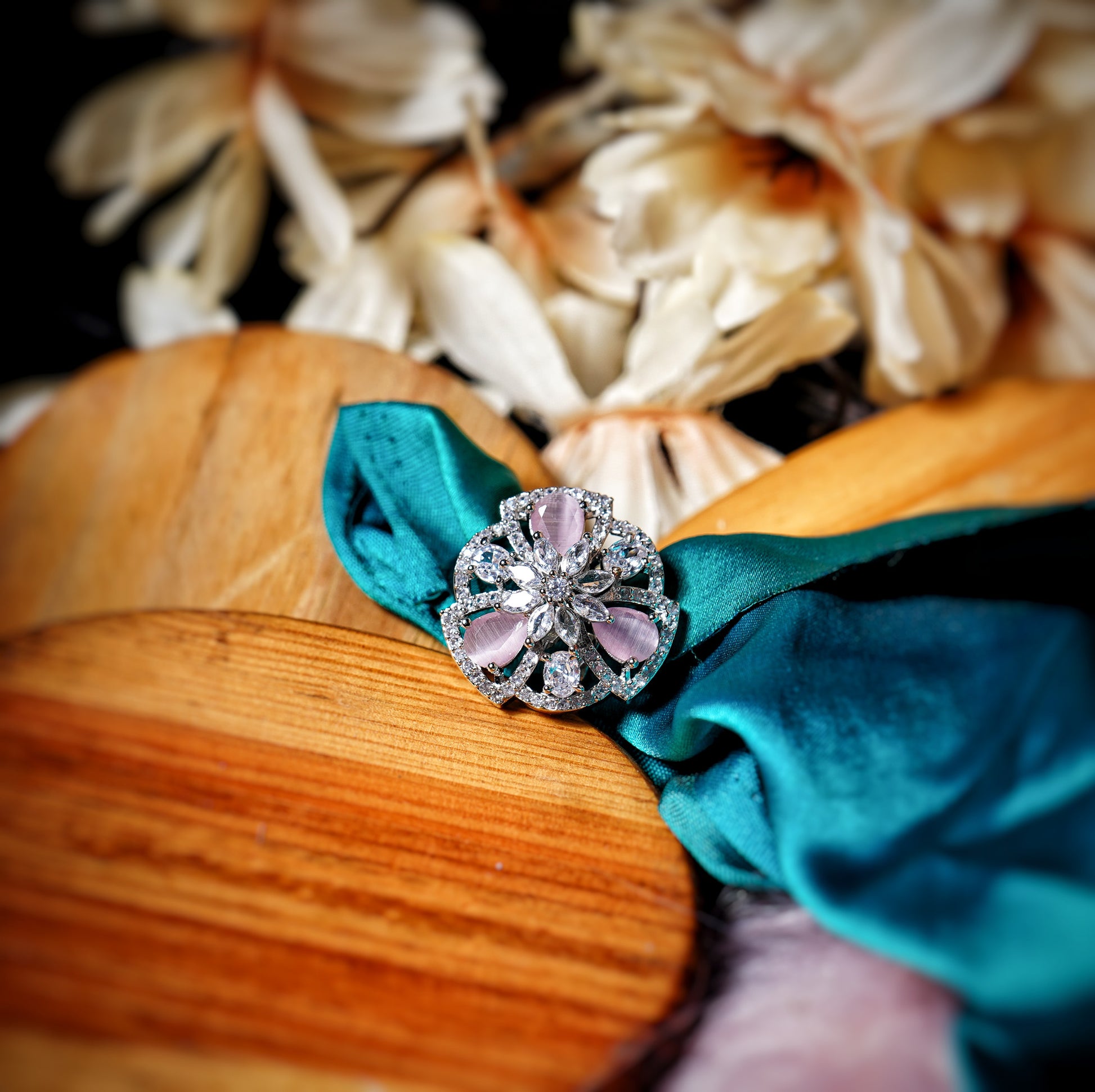 Riya's Floral Designer Cocktail Rings - Chaandi Rivaaz