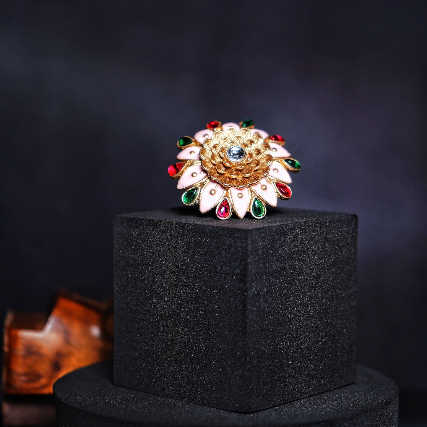 Myra Sunflower Designer Cocktail Rings - Chaandi Rivaaz
