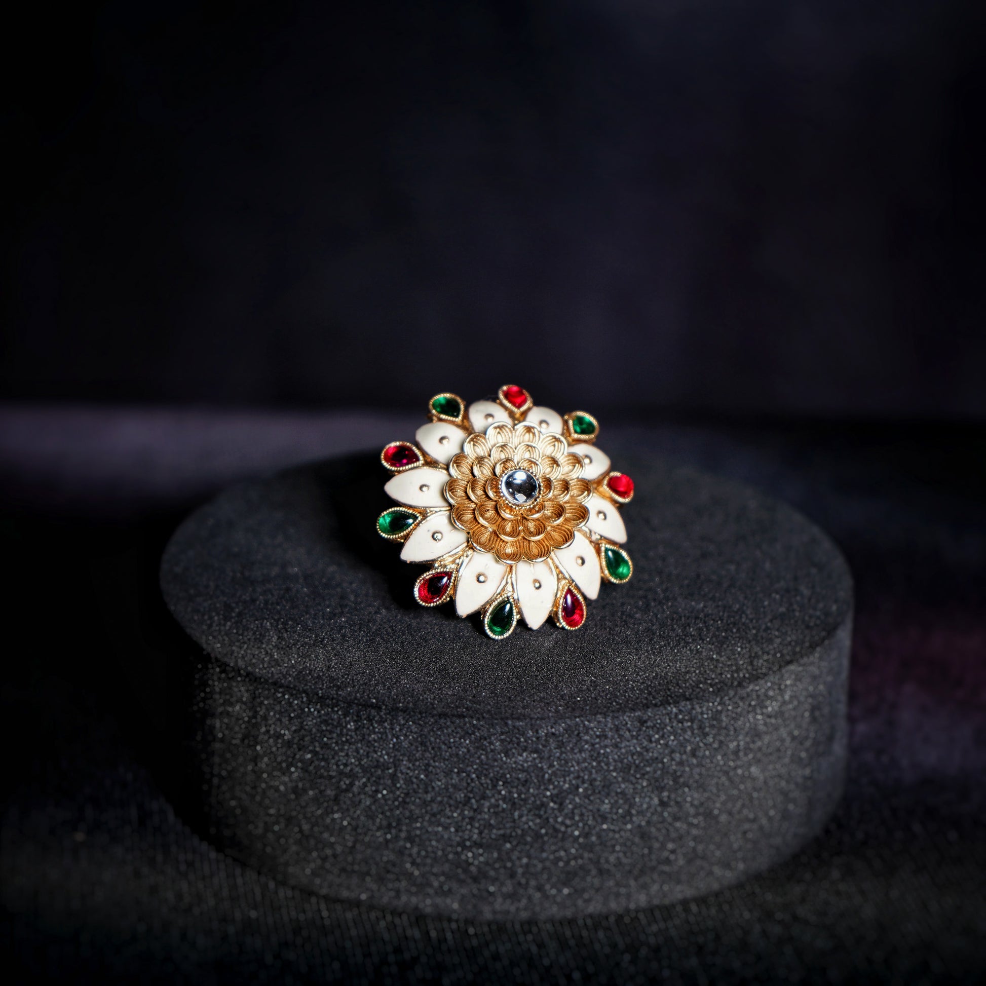 Myra Sunflower Designer Cocktail Rings - Chaandi Rivaaz