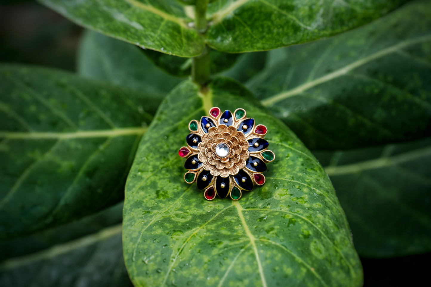 Myra Sunflower Designer Cocktail Rings - Chaandi Rivaaz