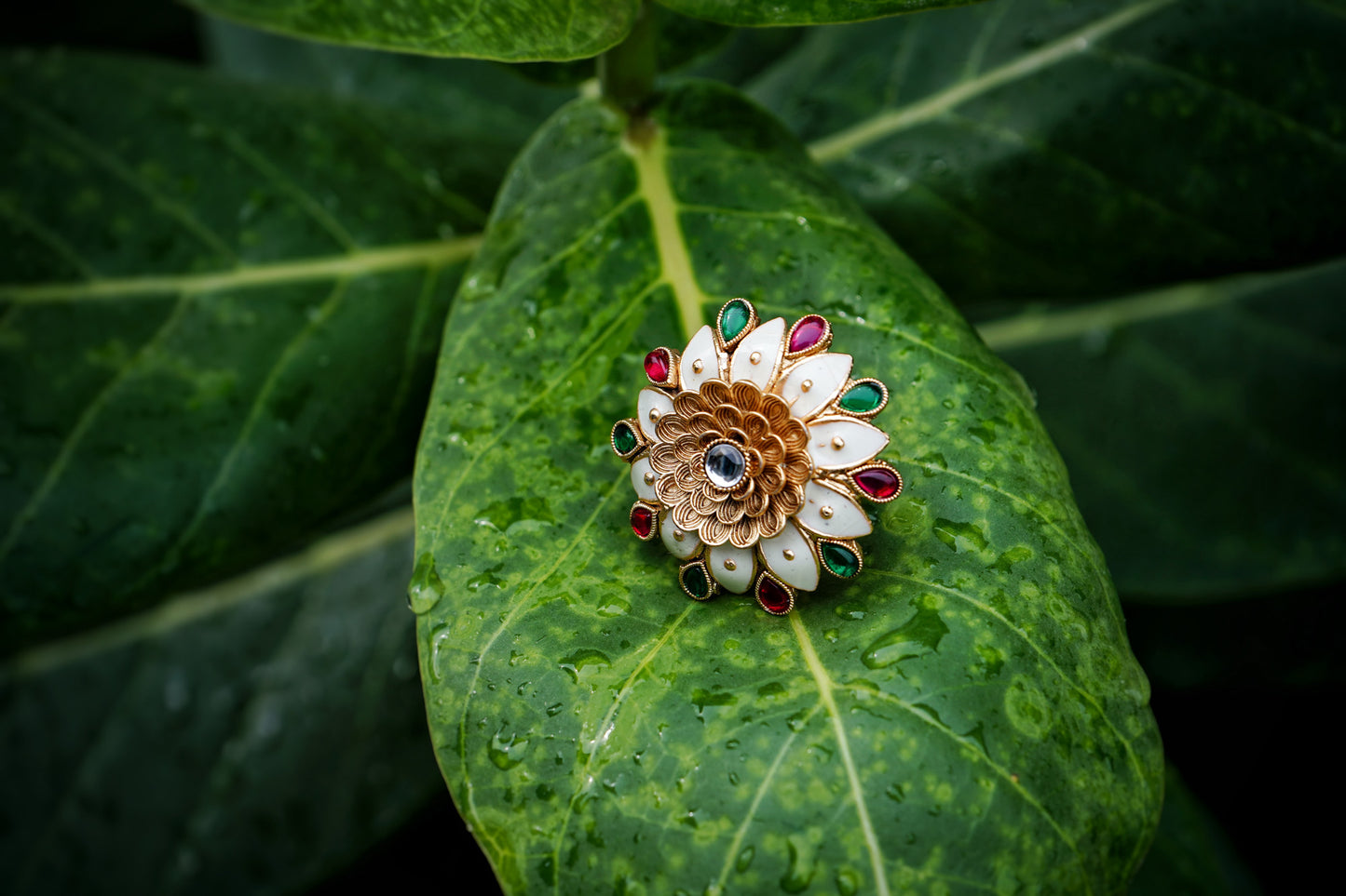 Myra Sunflower Designer Cocktail Rings - Chaandi Rivaaz