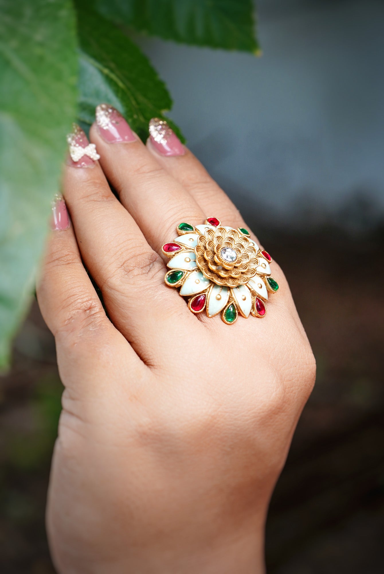 Myra Sunflower Designer Cocktail Rings - Chaandi Rivaaz