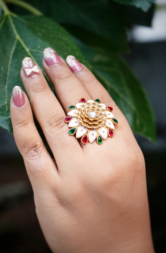 Myra Sunflower Designer Cocktail Rings - Chaandi Rivaaz