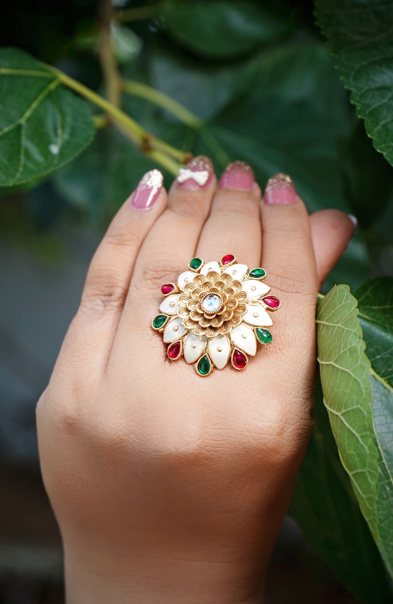 Myra Sunflower Designer Cocktail Rings - Chaandi Rivaaz