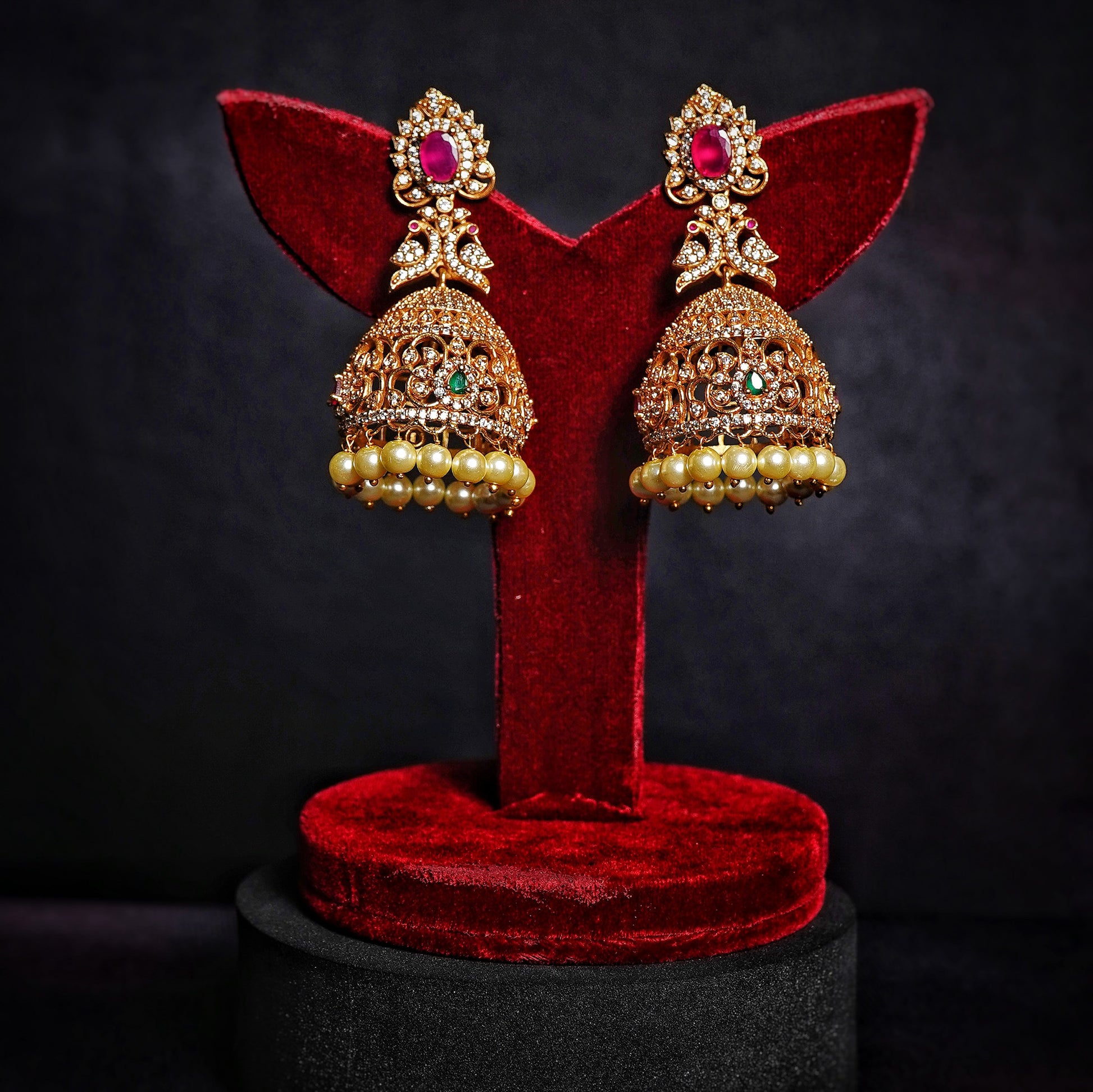 Ahana Cz Designer Jhumkas - Chaandi Rivaaz