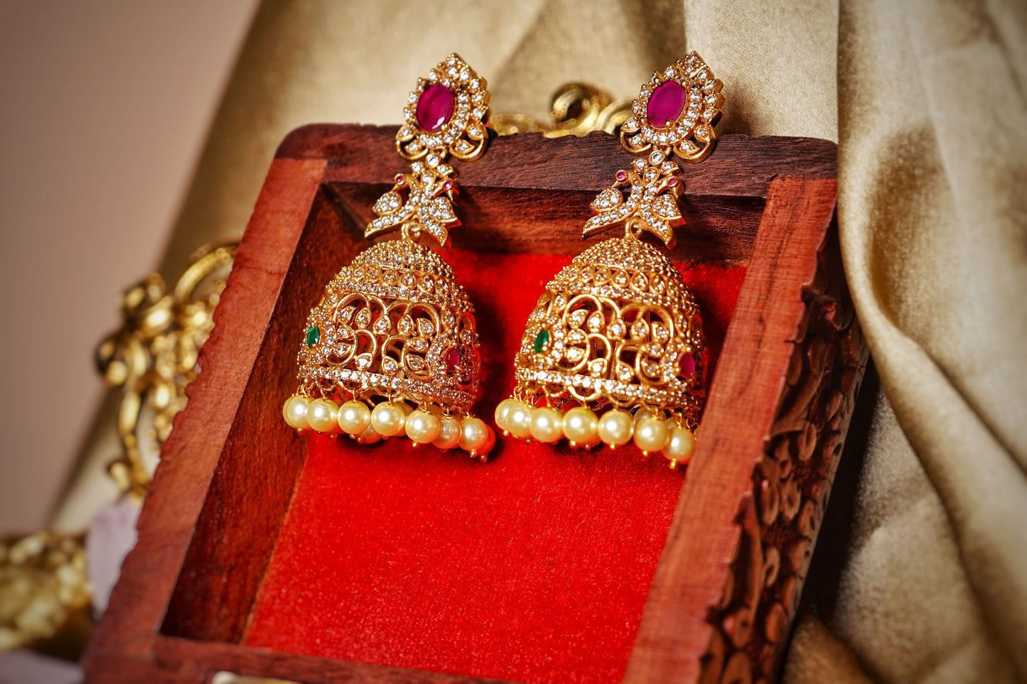 Ahana Cz Designer Jhumkas - Chaandi Rivaaz
