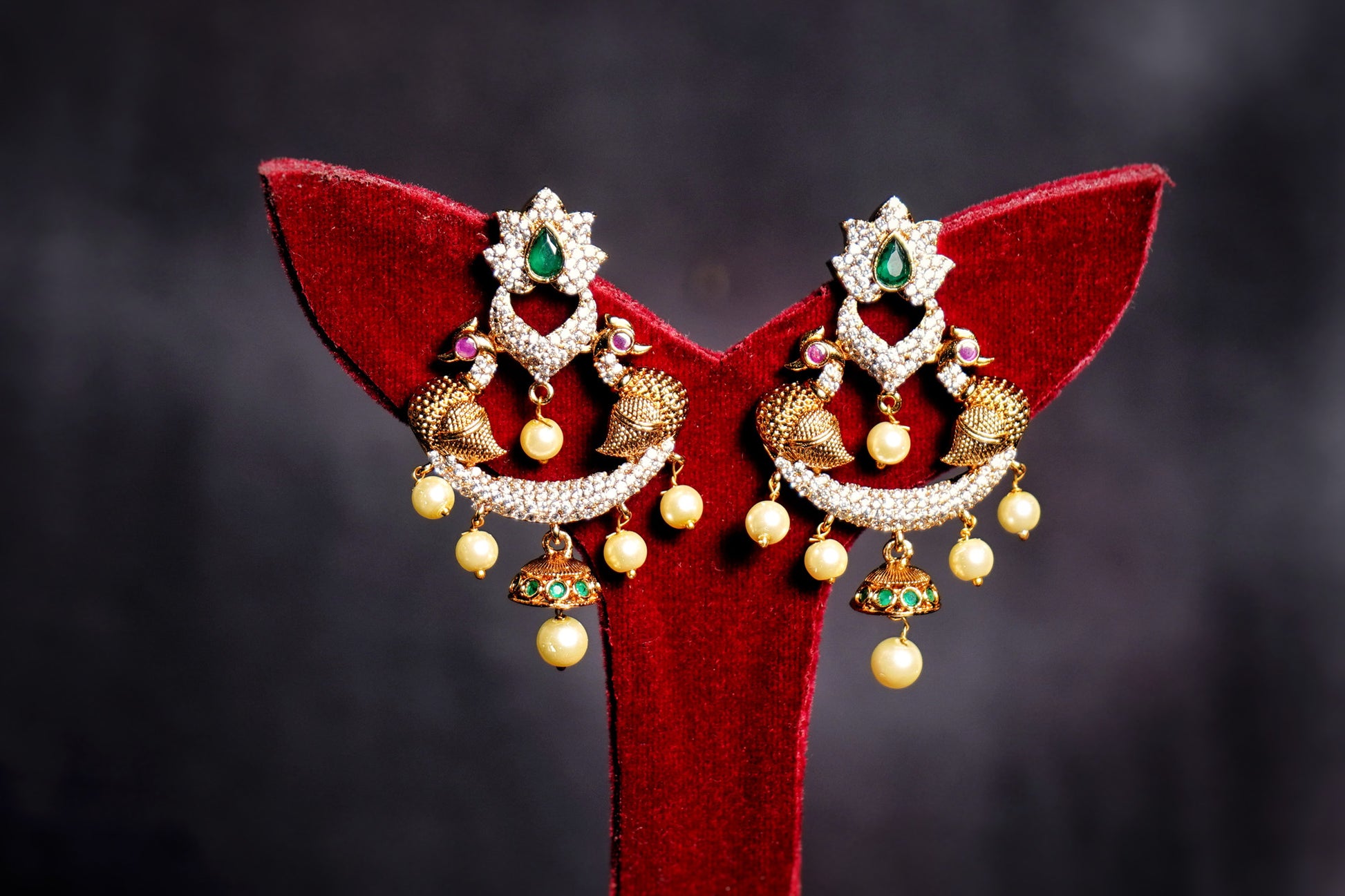 Peacock Designer CZ Earrings - Chaandi Rivaaz