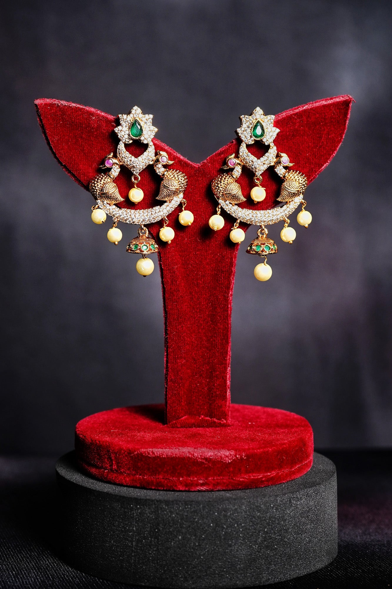 Peacock Designer CZ Earrings - Chaandi Rivaaz