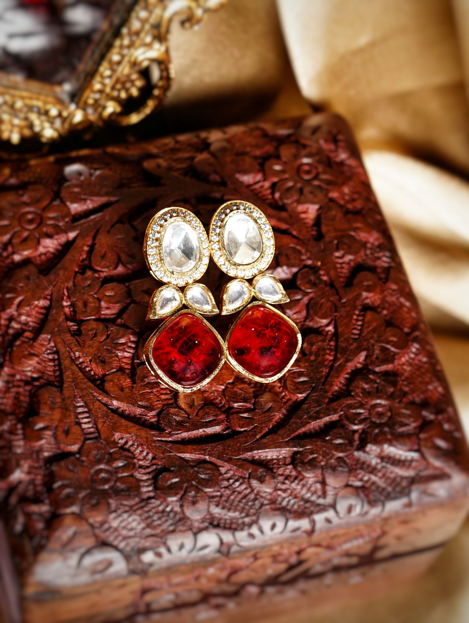Sophia Designer Kundan Earrings - Chaandi Rivaaz