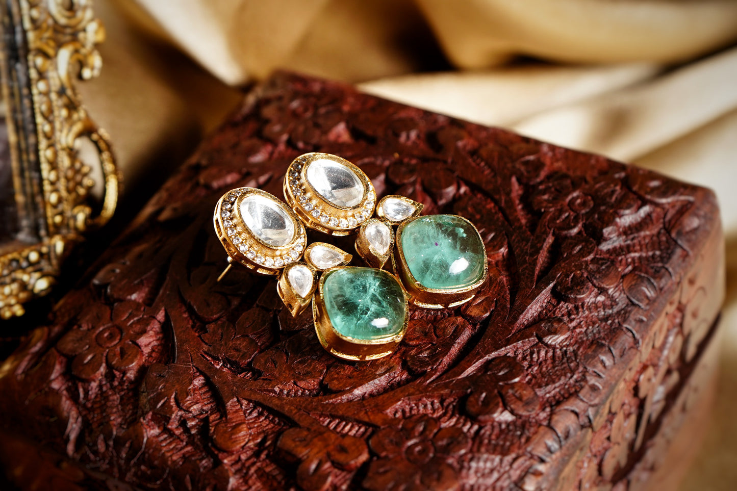 Sophia Designer Kundan Earrings - Chaandi Rivaaz