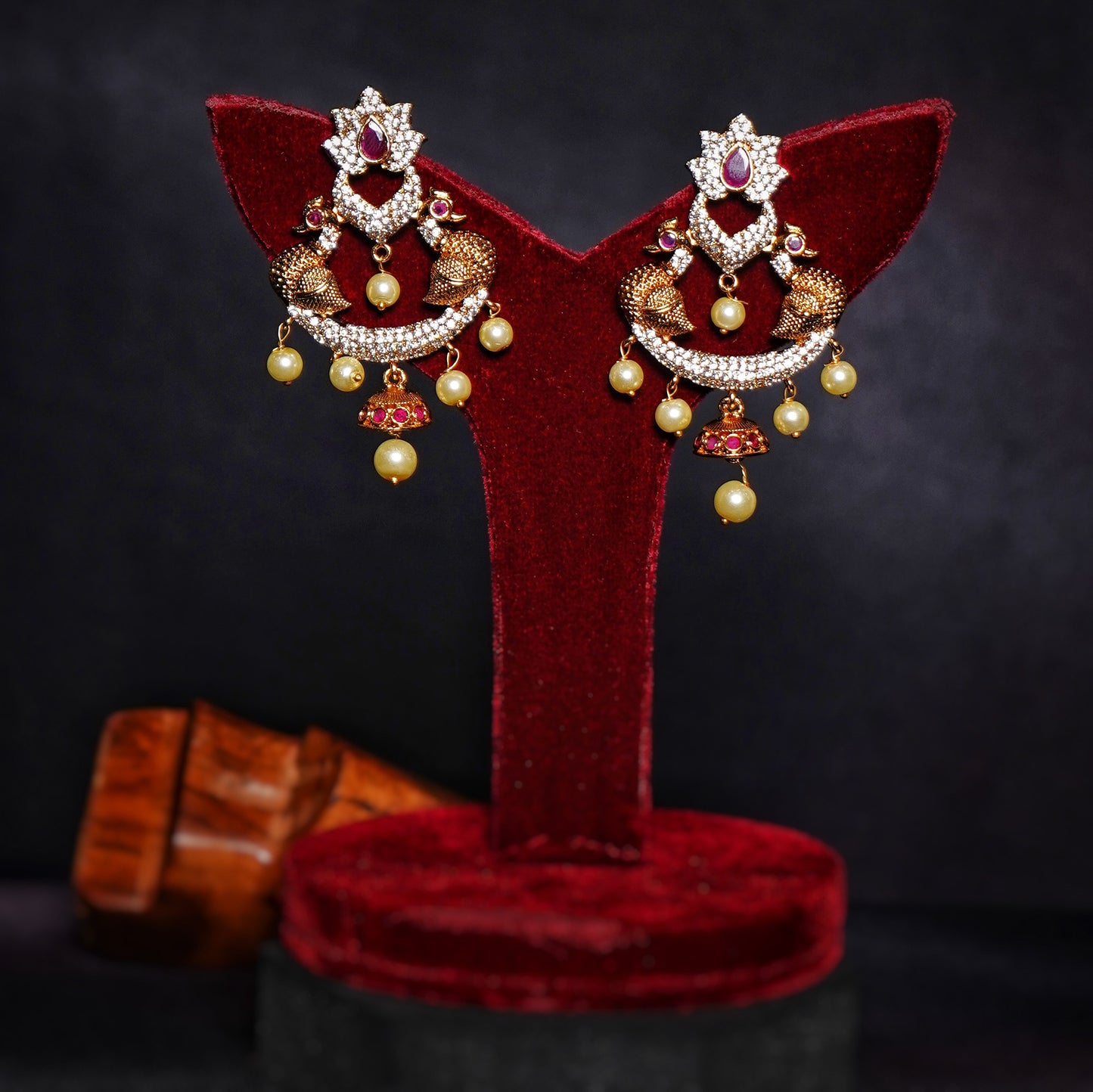 Peacock Designer CZ Earrings - Chaandi Rivaaz