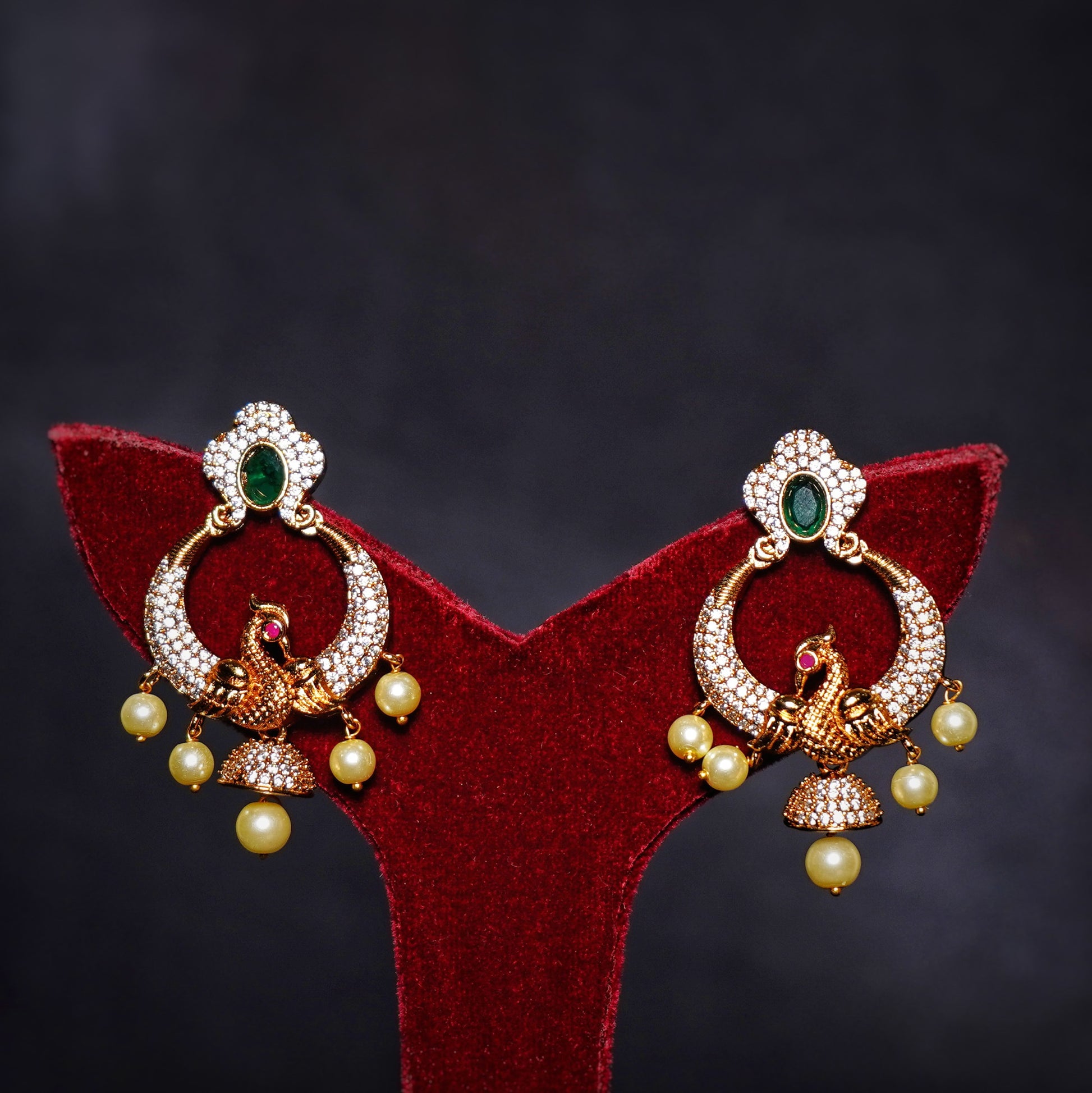 Beautiful Single Peacock CZ Designer Earrings - Chaandi Rivaaz