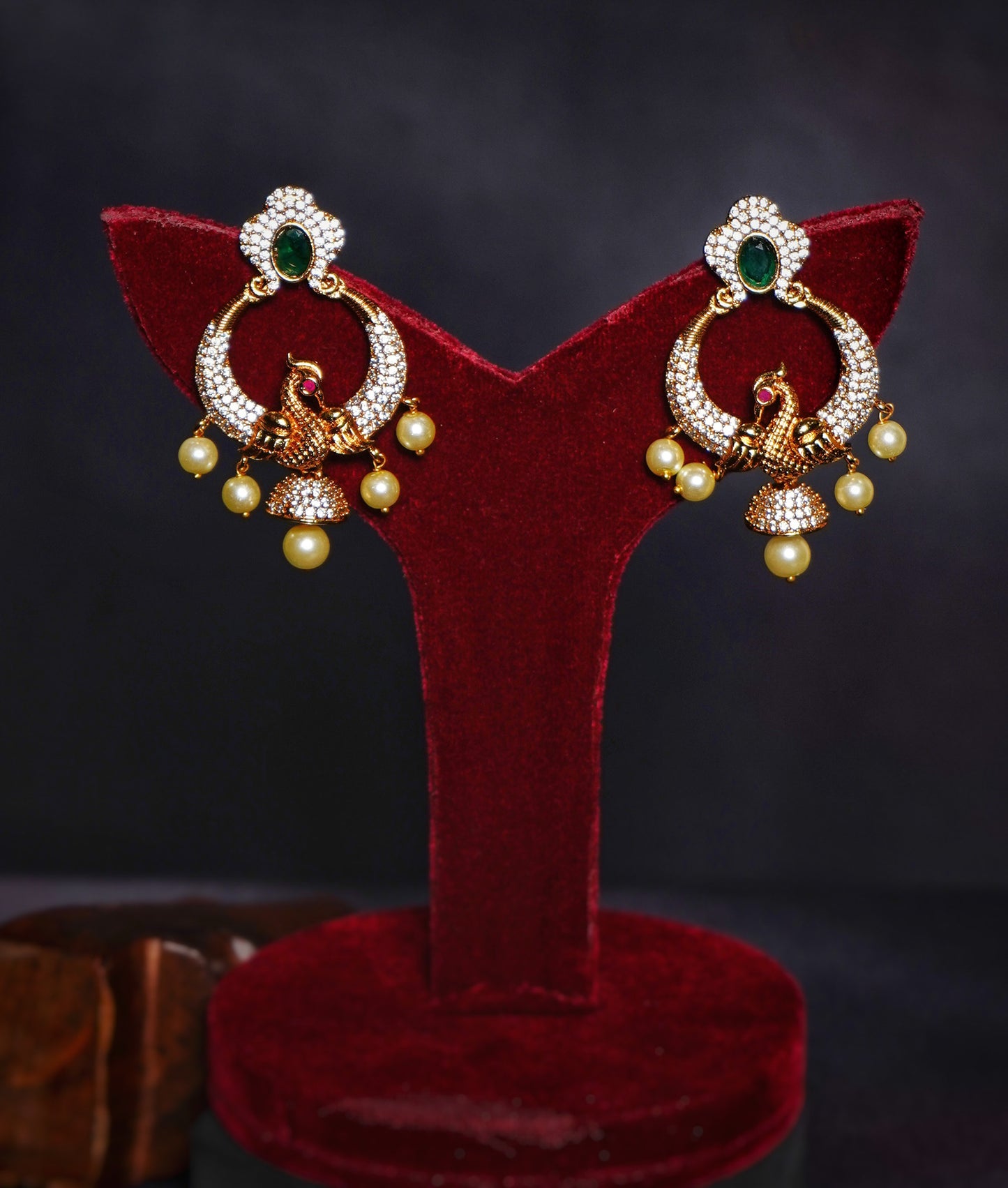 Beautiful Single Peacock CZ Designer Earrings - Chaandi Rivaaz