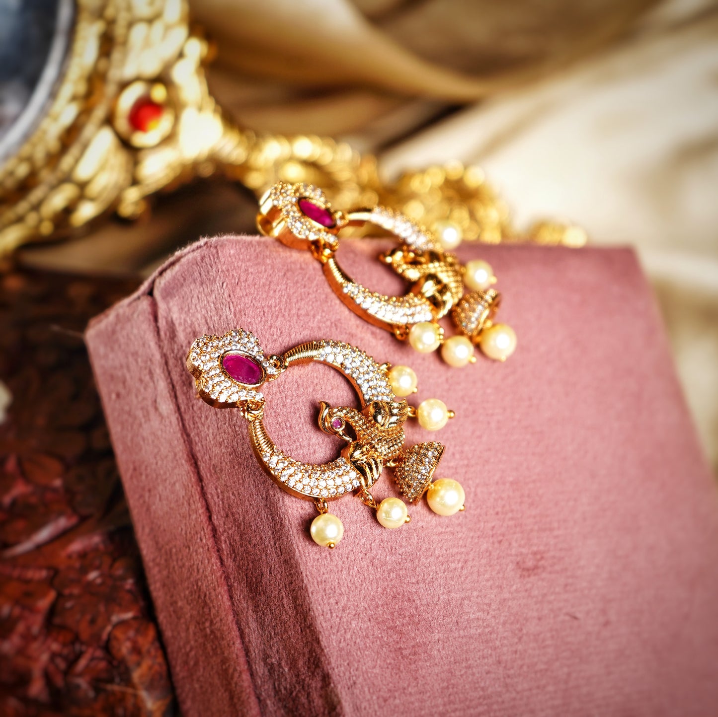 Beautiful Single Peacock CZ Designer Earrings - Chaandi Rivaaz