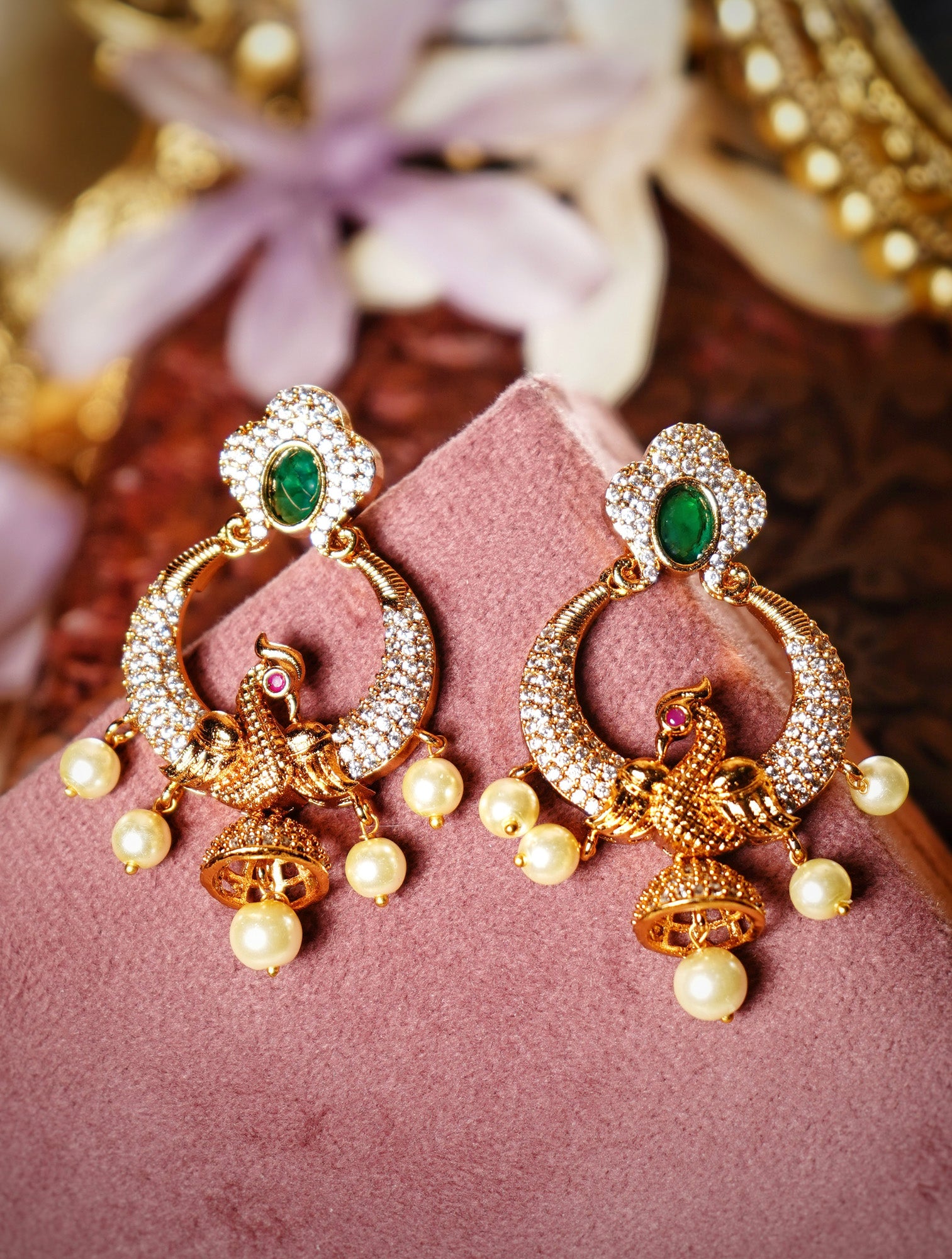 Beautiful Single Peacock CZ Designer Earrings - Chaandi Rivaaz