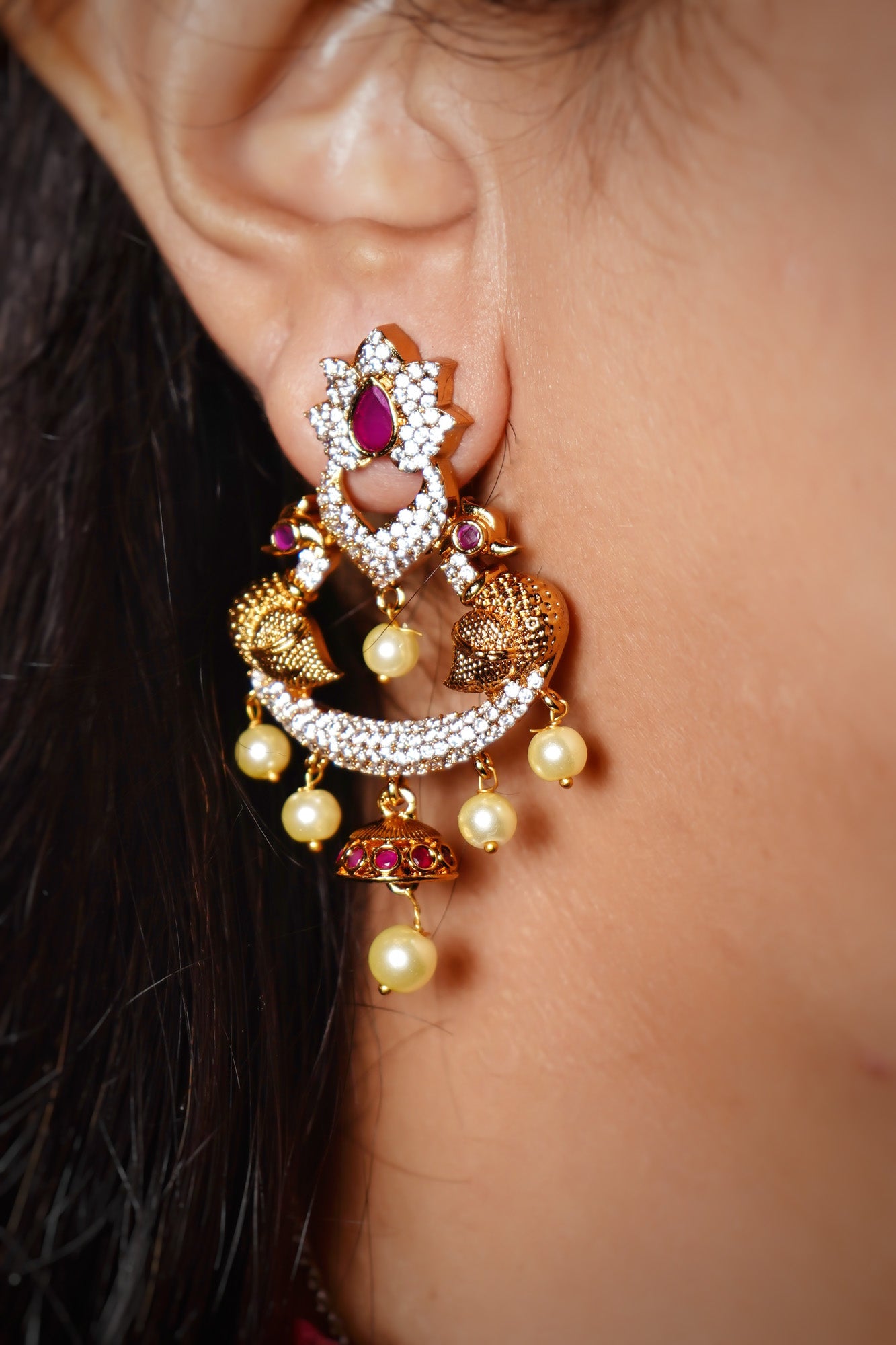 Peacock Designer CZ Earrings - Chaandi Rivaaz