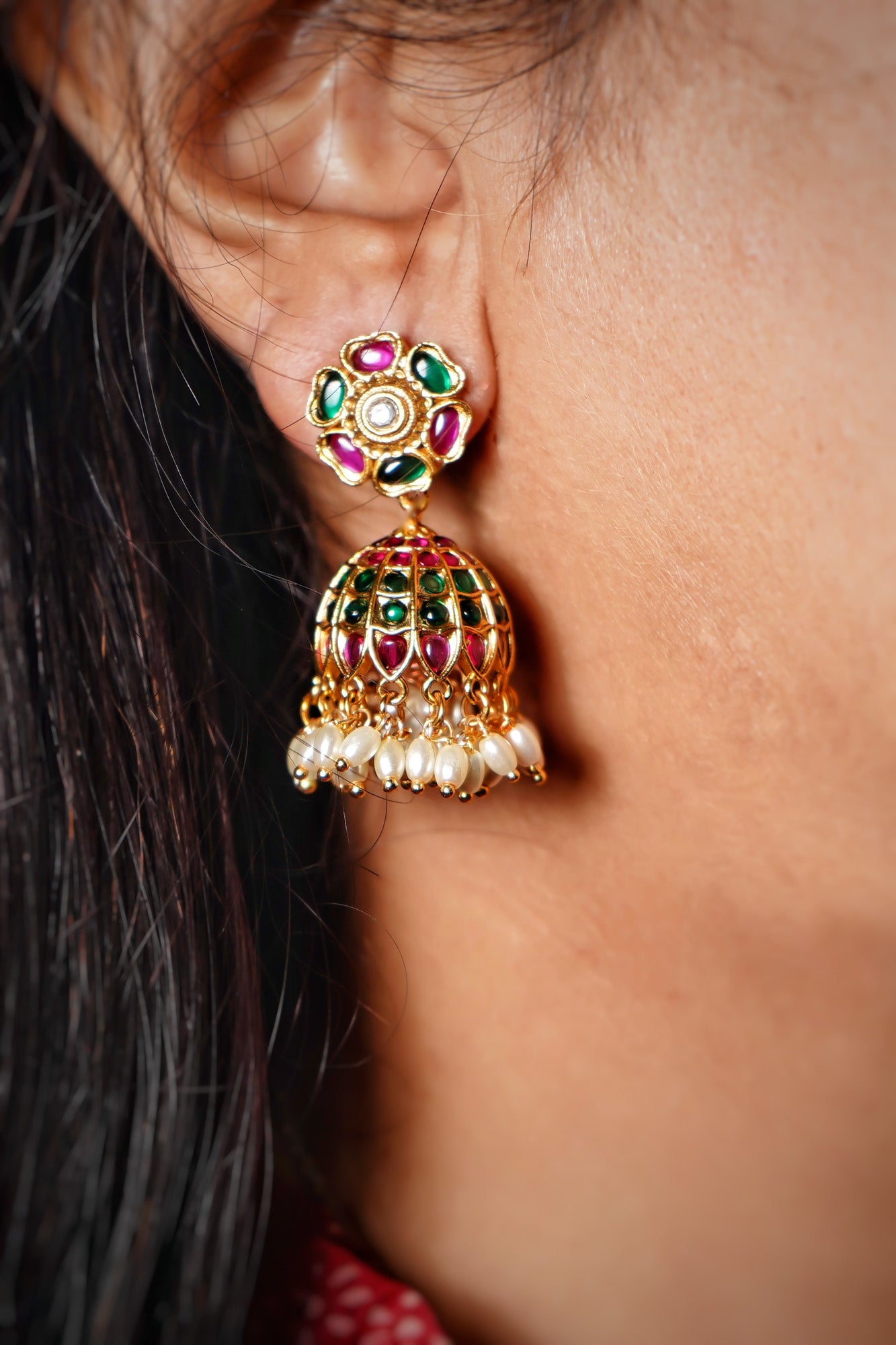 Enna's Designer Antique Jhumkas - Chaandi Rivaaz
