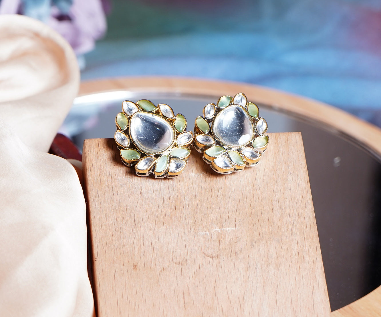 Beautiful Polki Designer Earrings - Chaandi Rivaaz