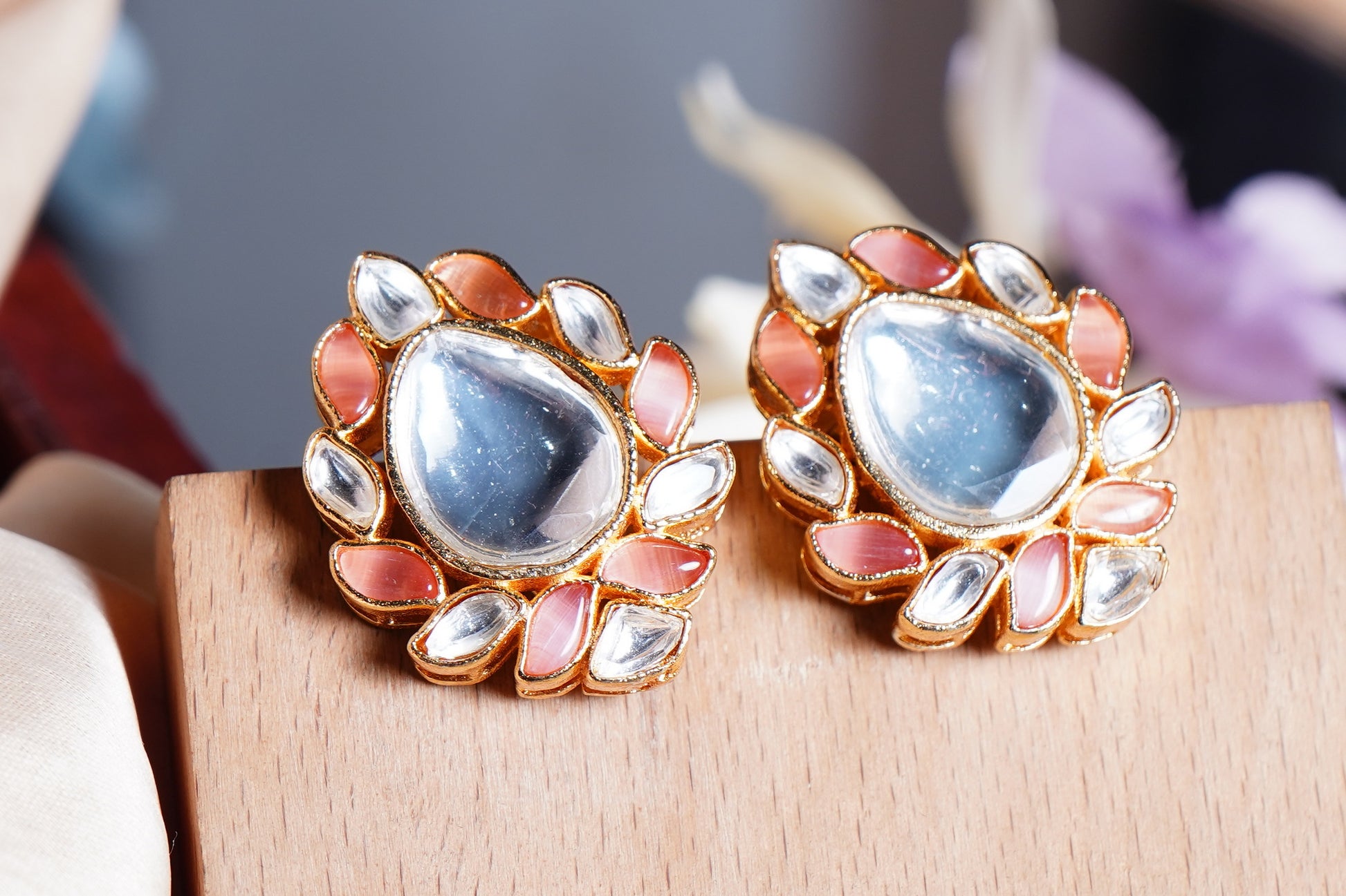 Beautiful Polki Designer Earrings - Chaandi Rivaaz