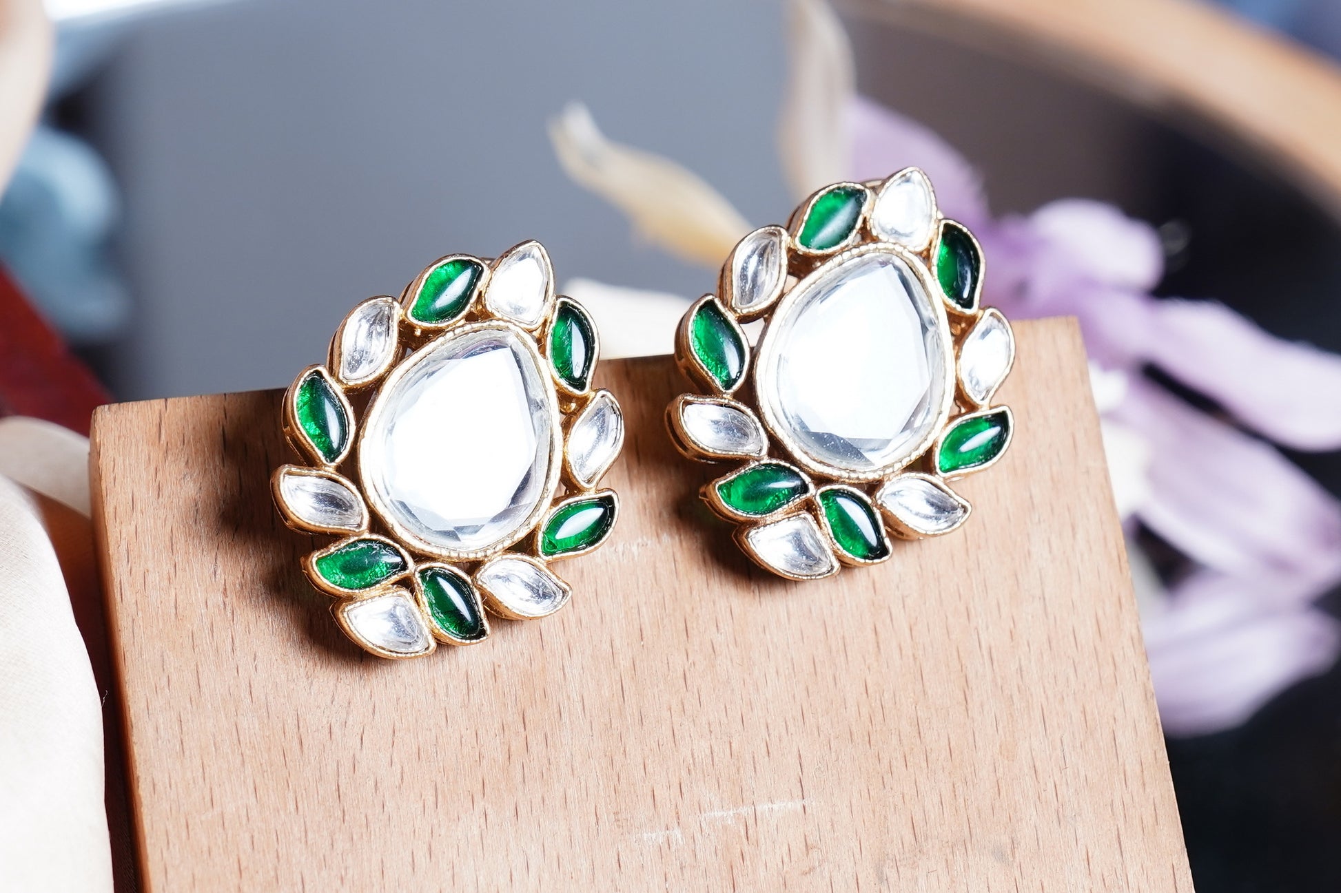 Beautiful Polki Designer Earrings - Chaandi Rivaaz