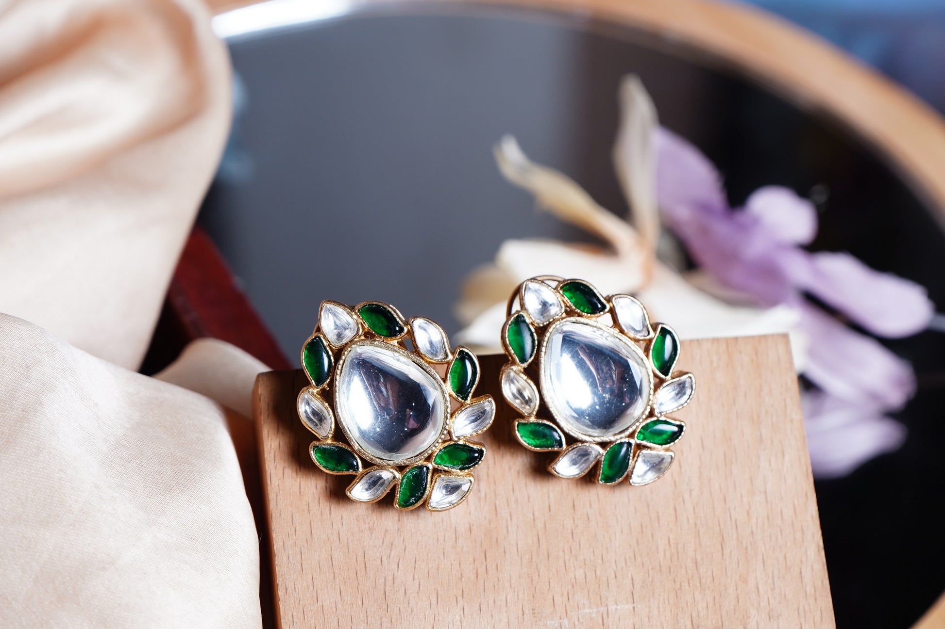 Beautiful Polki Designer Earrings - Chaandi Rivaaz