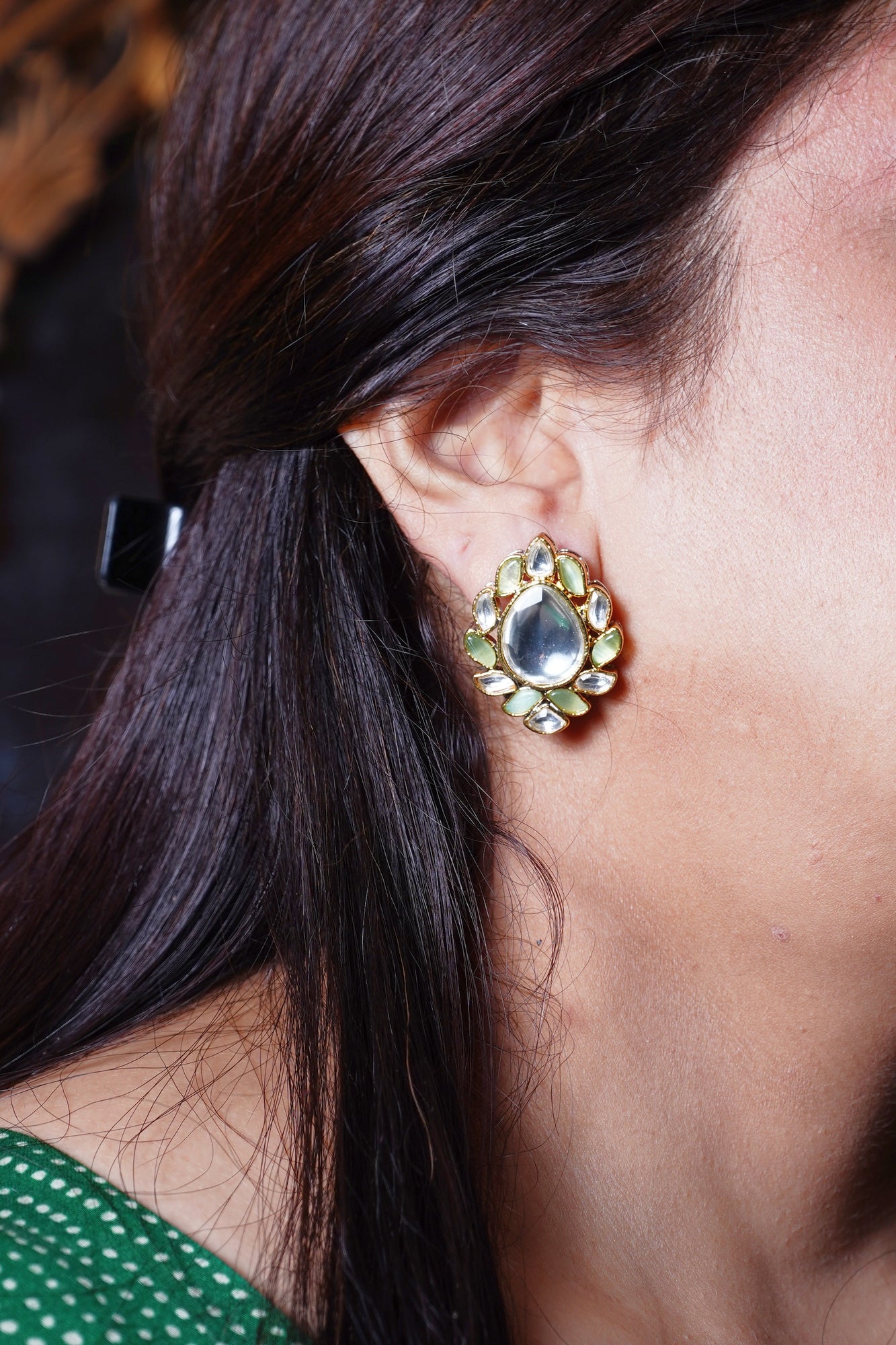 Beautiful Polki Designer Earrings - Chaandi Rivaaz