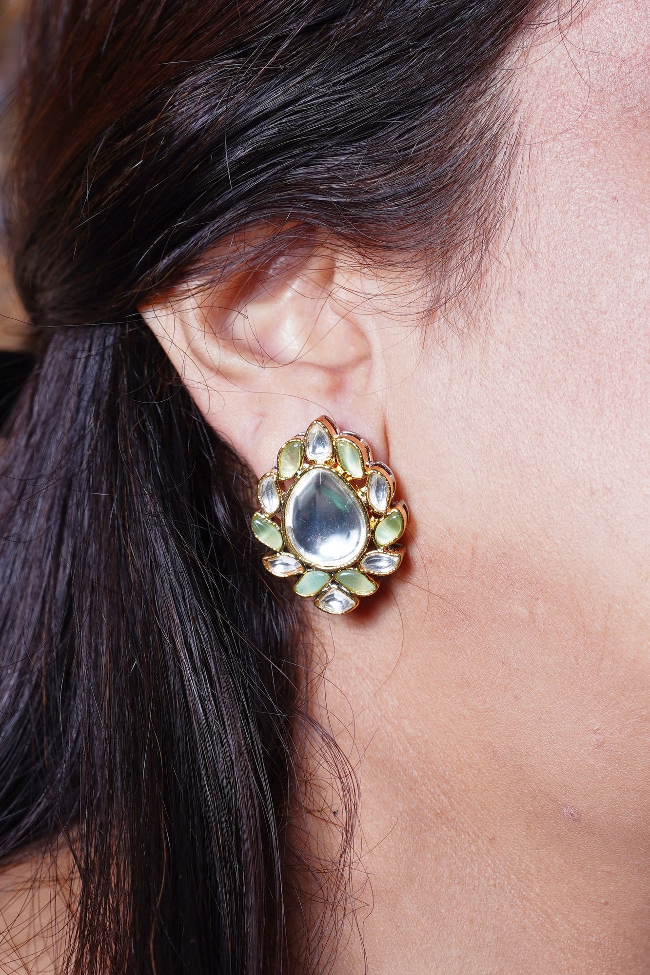 Beautiful Polki Designer Earrings - Chaandi Rivaaz
