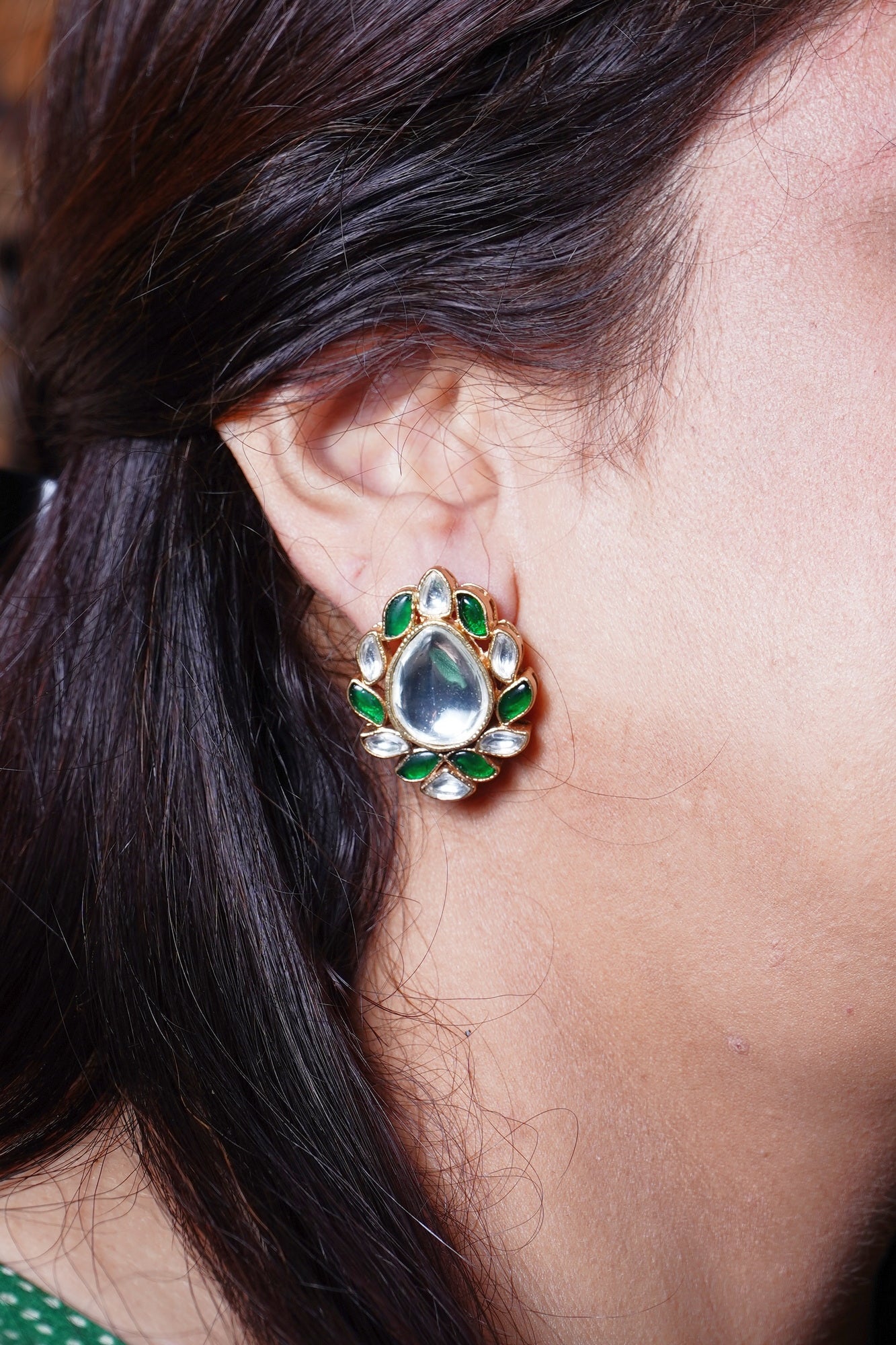 Beautiful Polki Designer Earrings - Chaandi Rivaaz