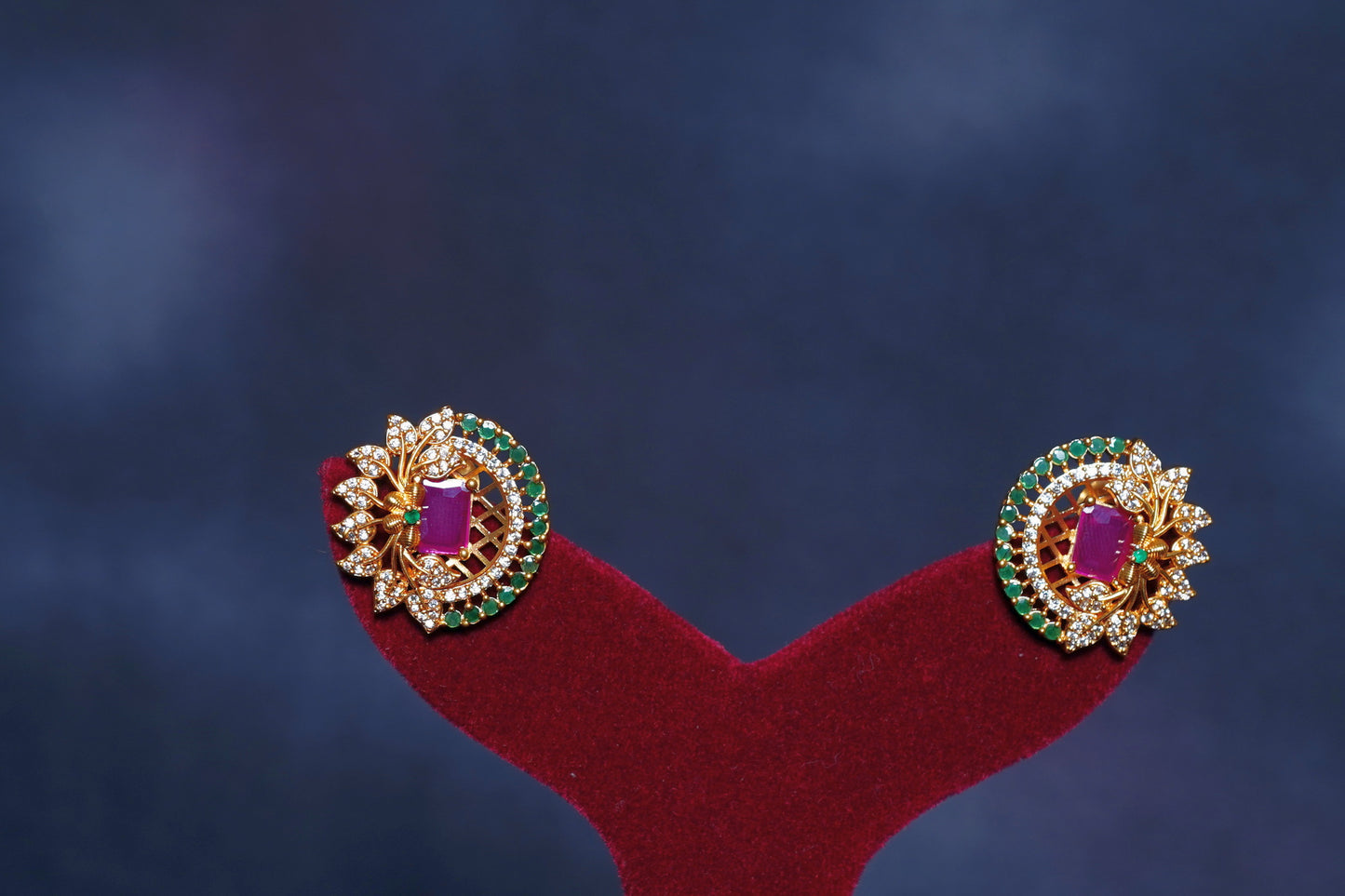 Alisa CZ Ruby Earrings - Chaandi Rivaaz