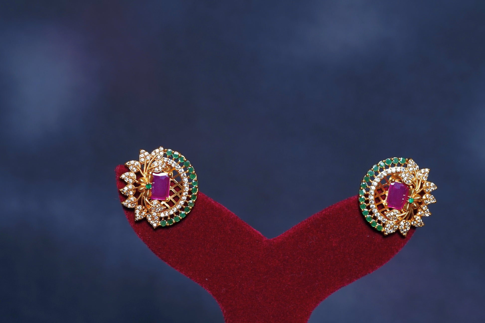 Alisa CZ Ruby Earrings - Chaandi Rivaaz