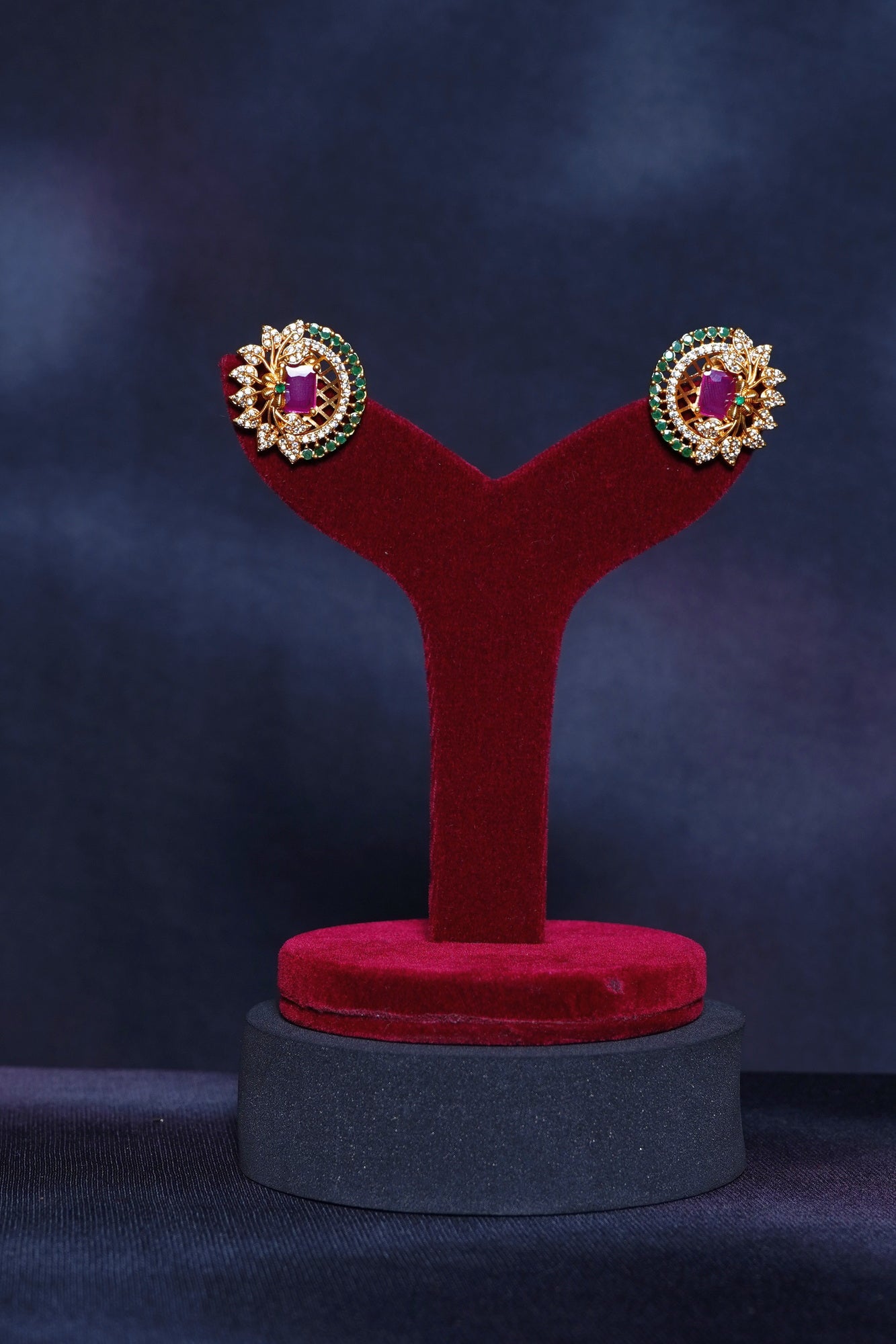 Alisa CZ Ruby Earrings - Chaandi Rivaaz
