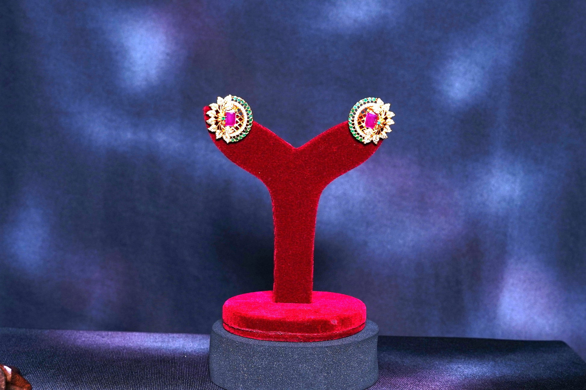 Alisa CZ Ruby Earrings - Chaandi Rivaaz