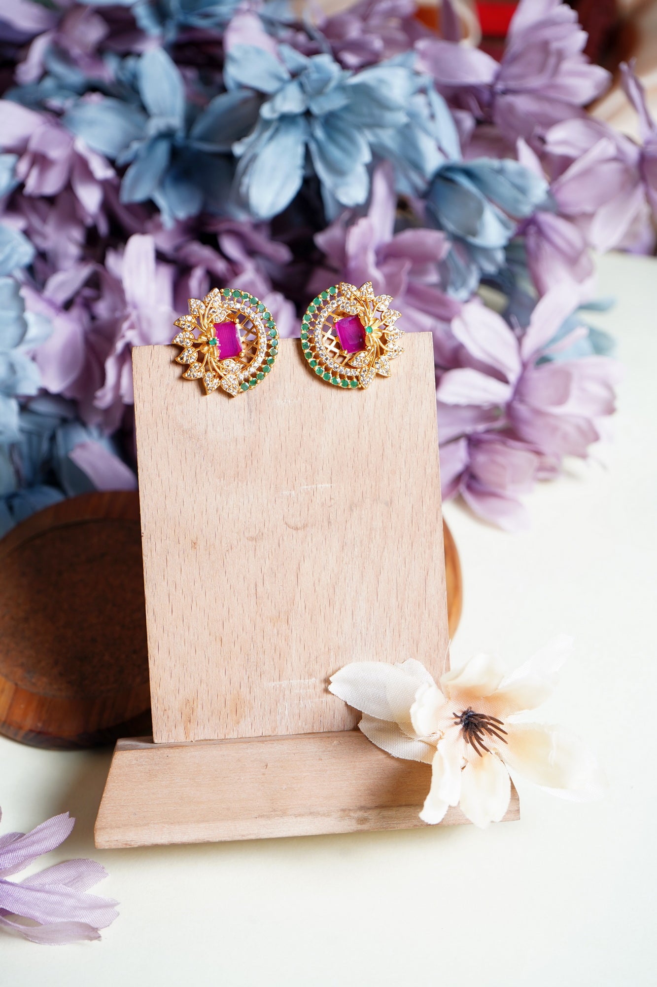 Alisa CZ Ruby Earrings - Chaandi Rivaaz