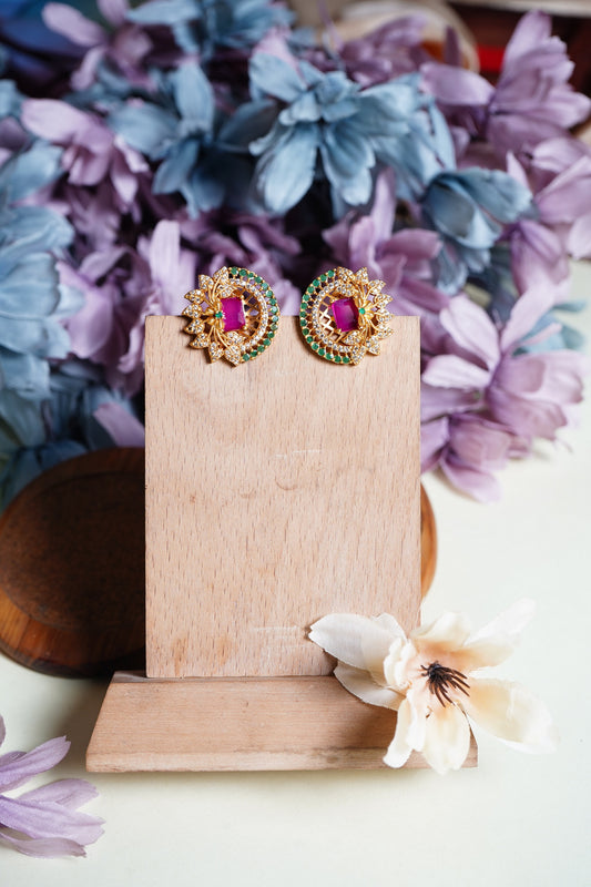 Alisa CZ Ruby Earrings - Chaandi Rivaaz