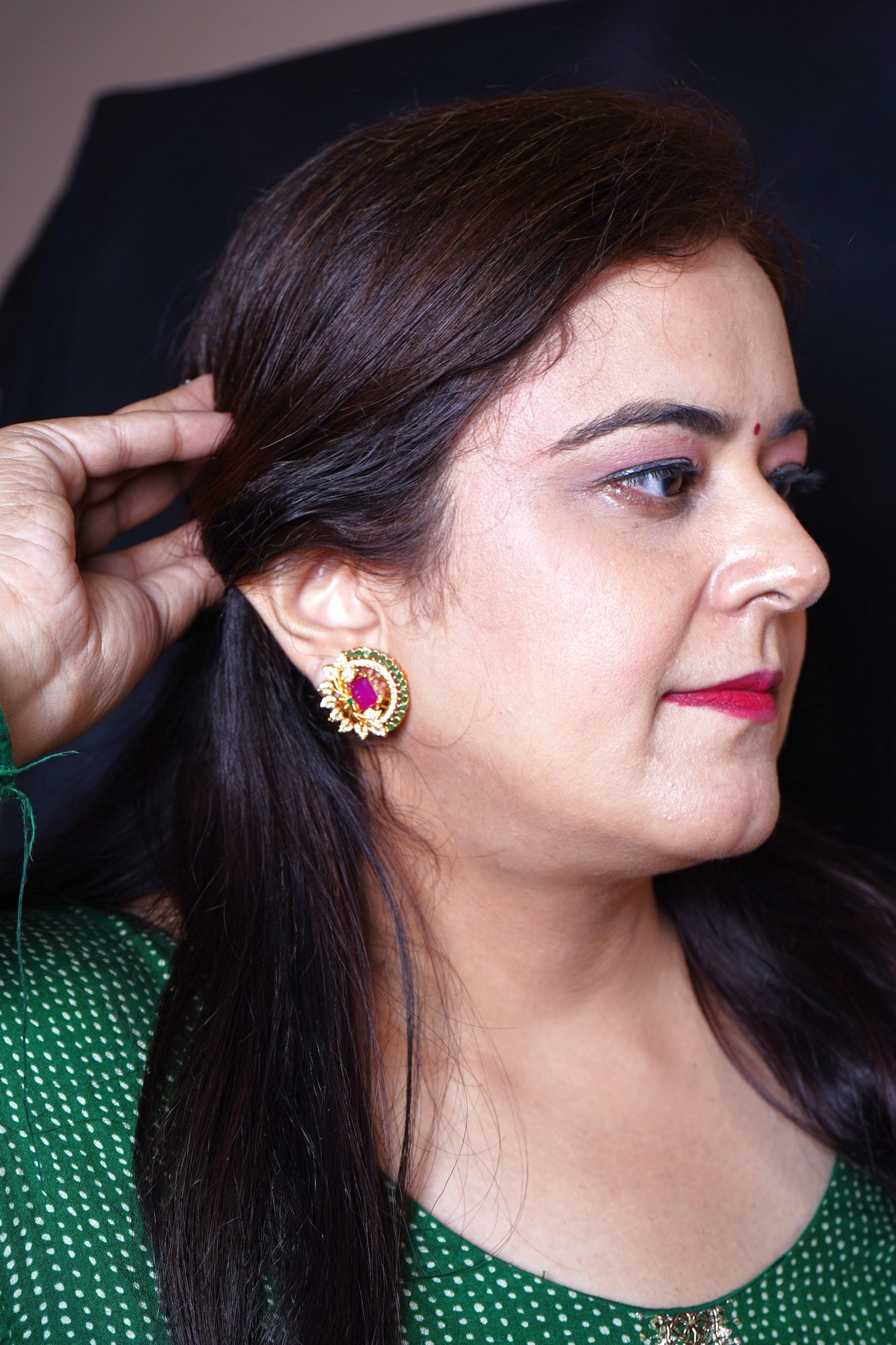 Alisa CZ Ruby Earrings - Chaandi Rivaaz