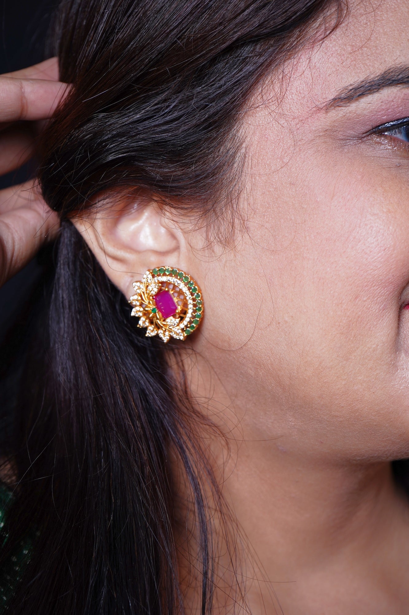 Alisa CZ Ruby Earrings - Chaandi Rivaaz